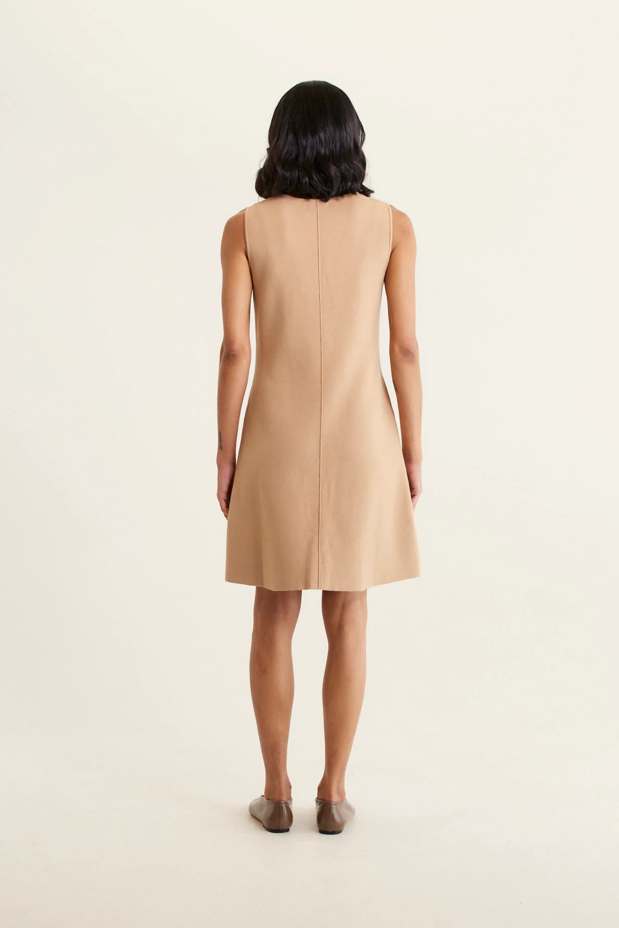 Rochelle Crepe Knit Dress In Tan - Image 2