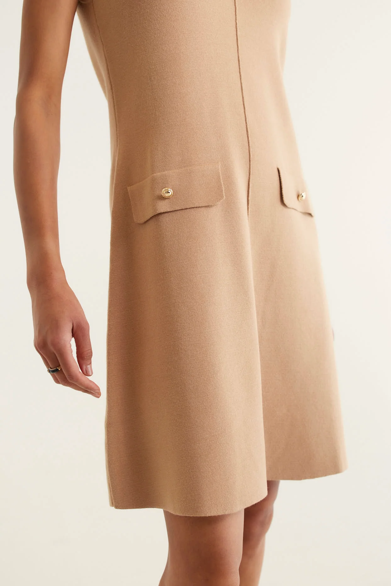Rochelle Crepe Knit Dress In Tan - Image 4