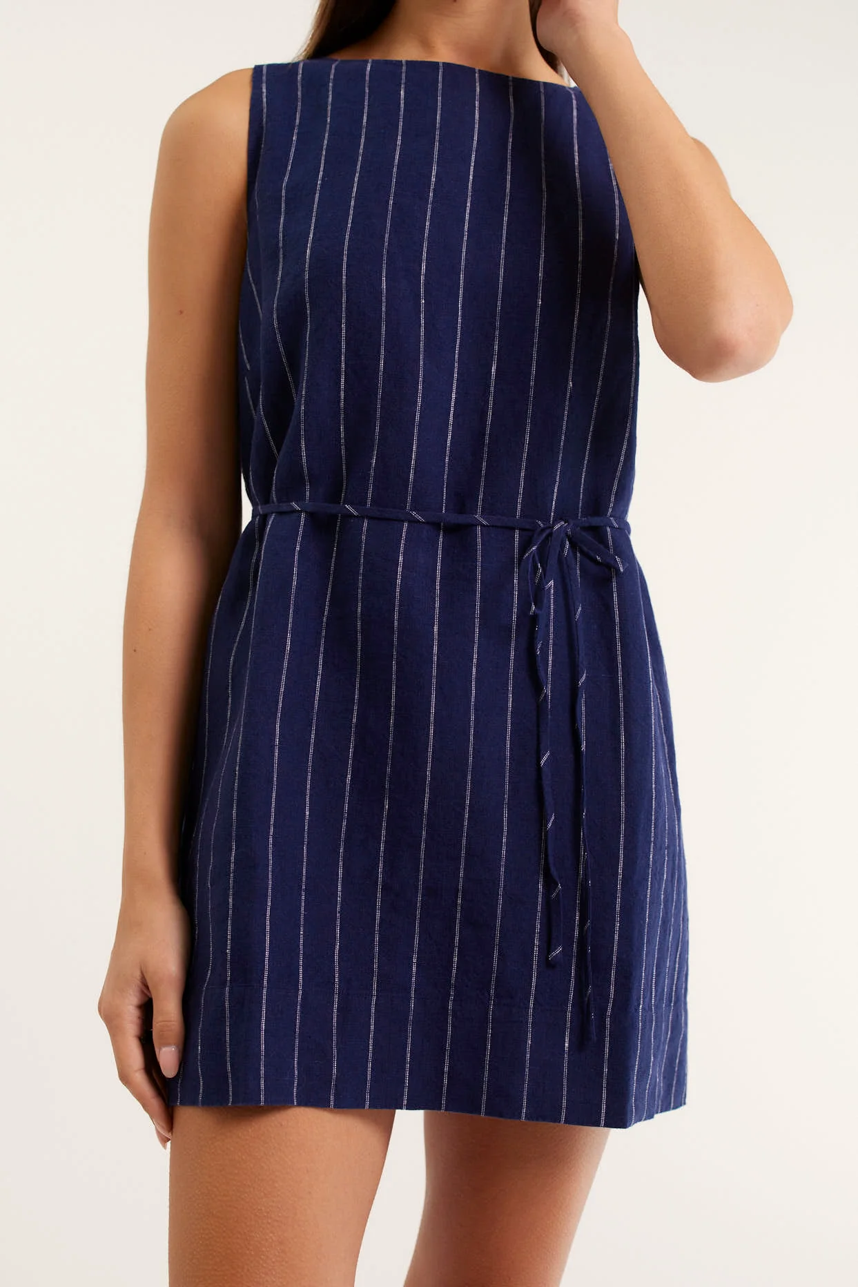 Rommy In Pinstripe In Navy - Image 3