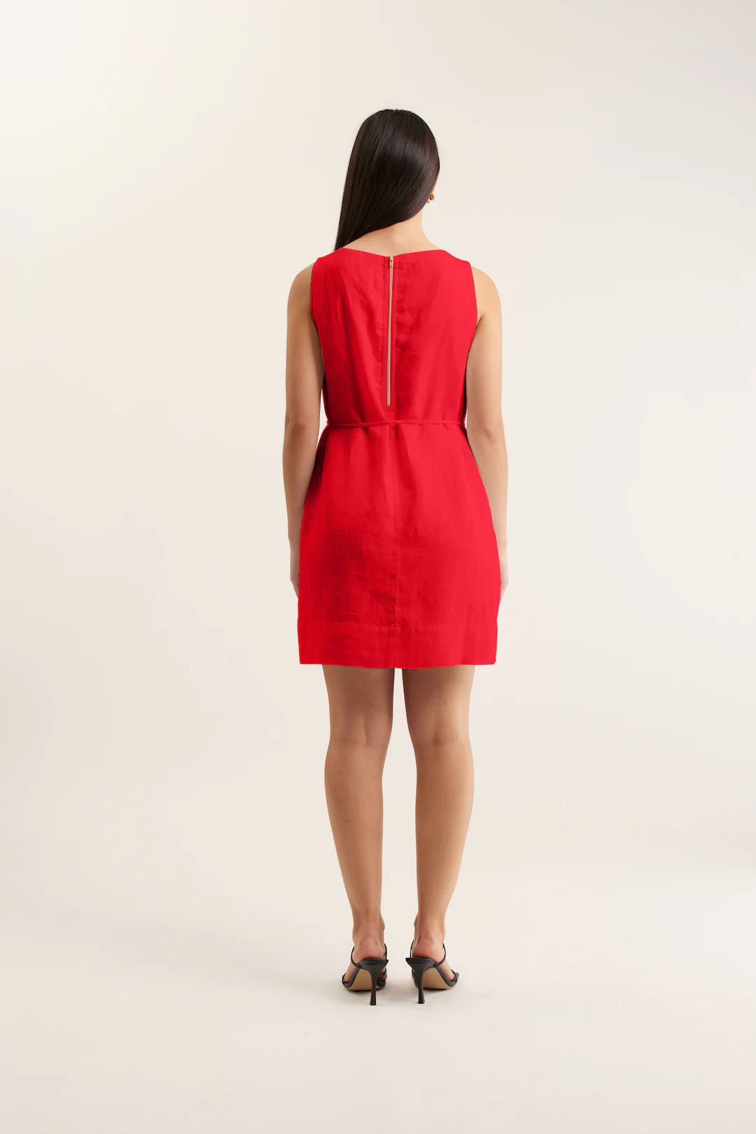 Rommy Linen Dress In Red - Image 3