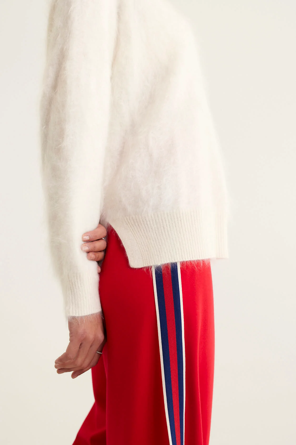 Rose Brushed Cashmere Polo In Ivory - Image 3