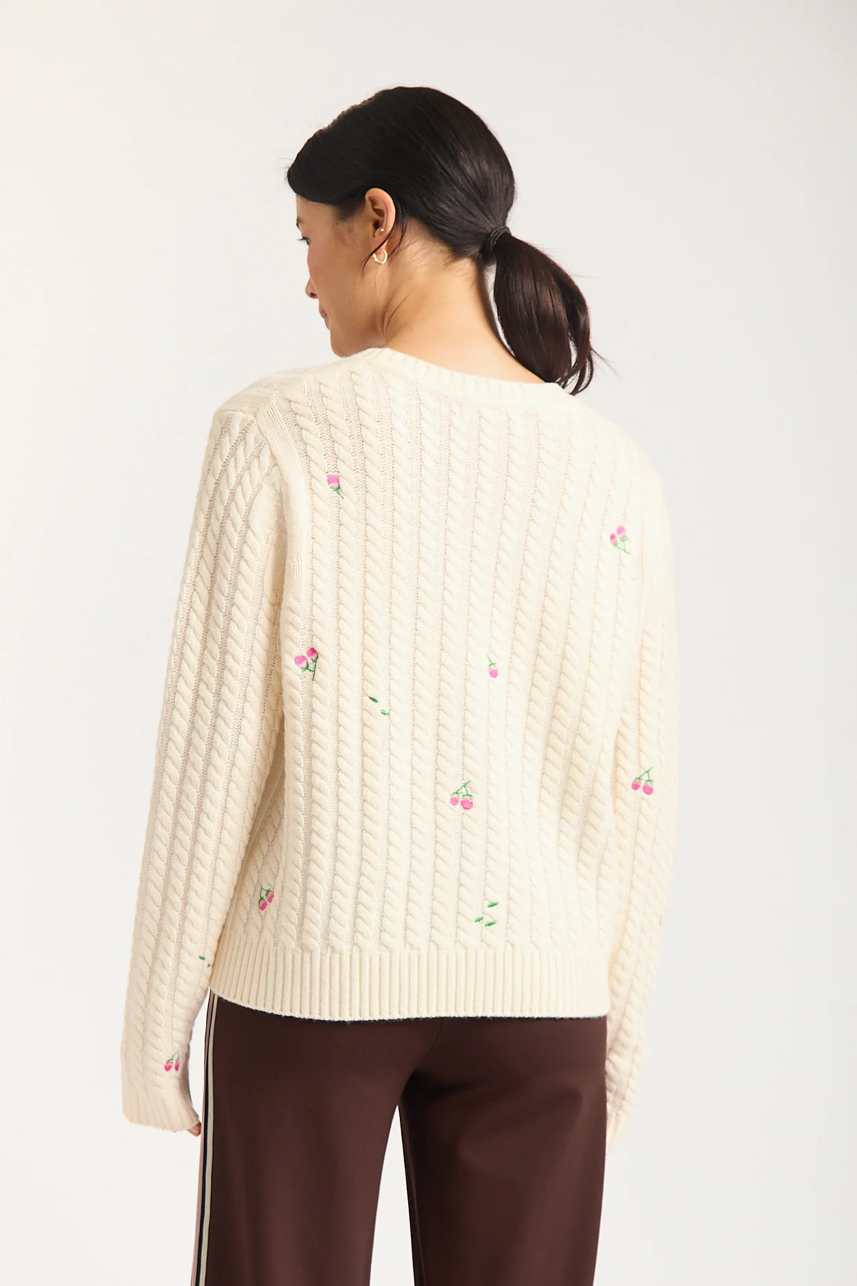 Rosette Merino Cashmere Sweater In Ivory - Image 5