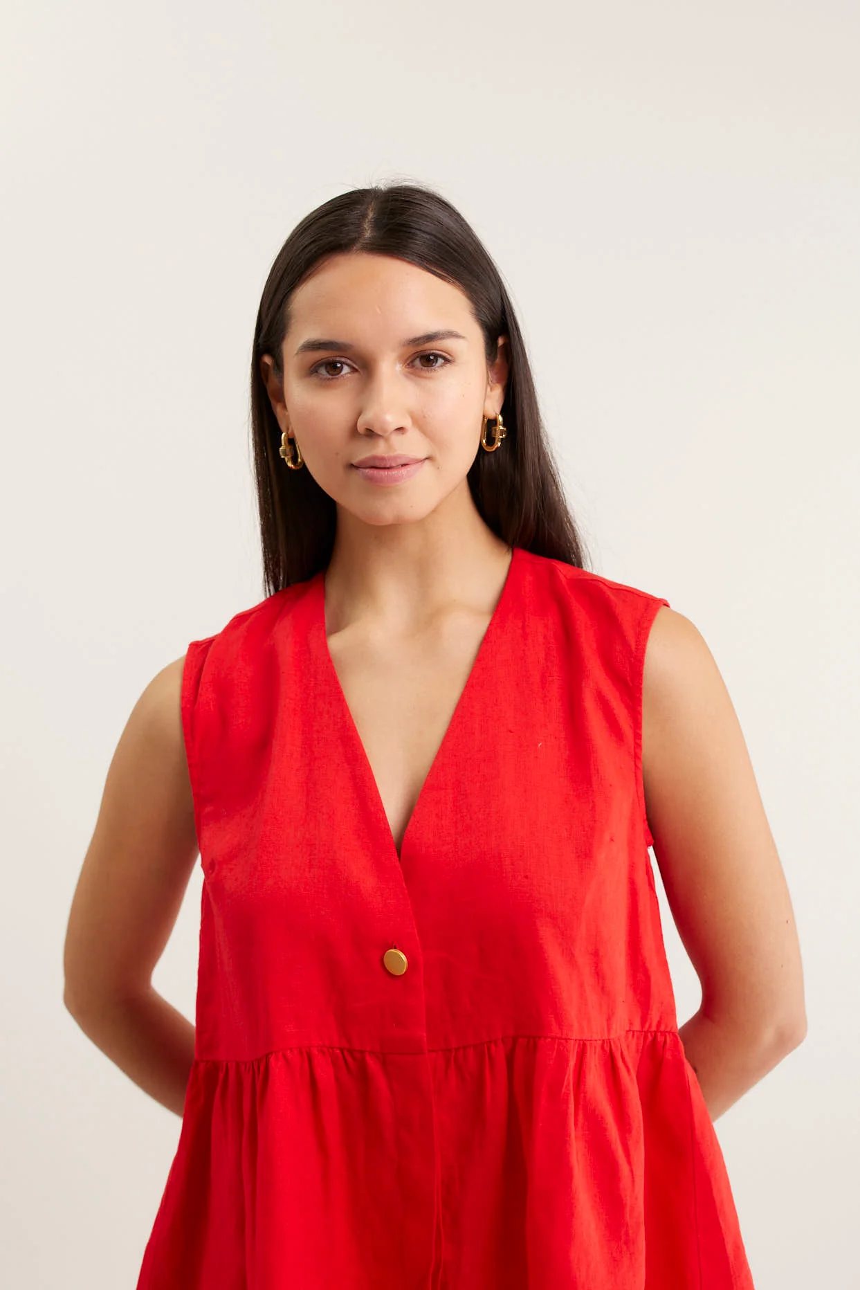 Rosie Linen Top In Red - Image 3