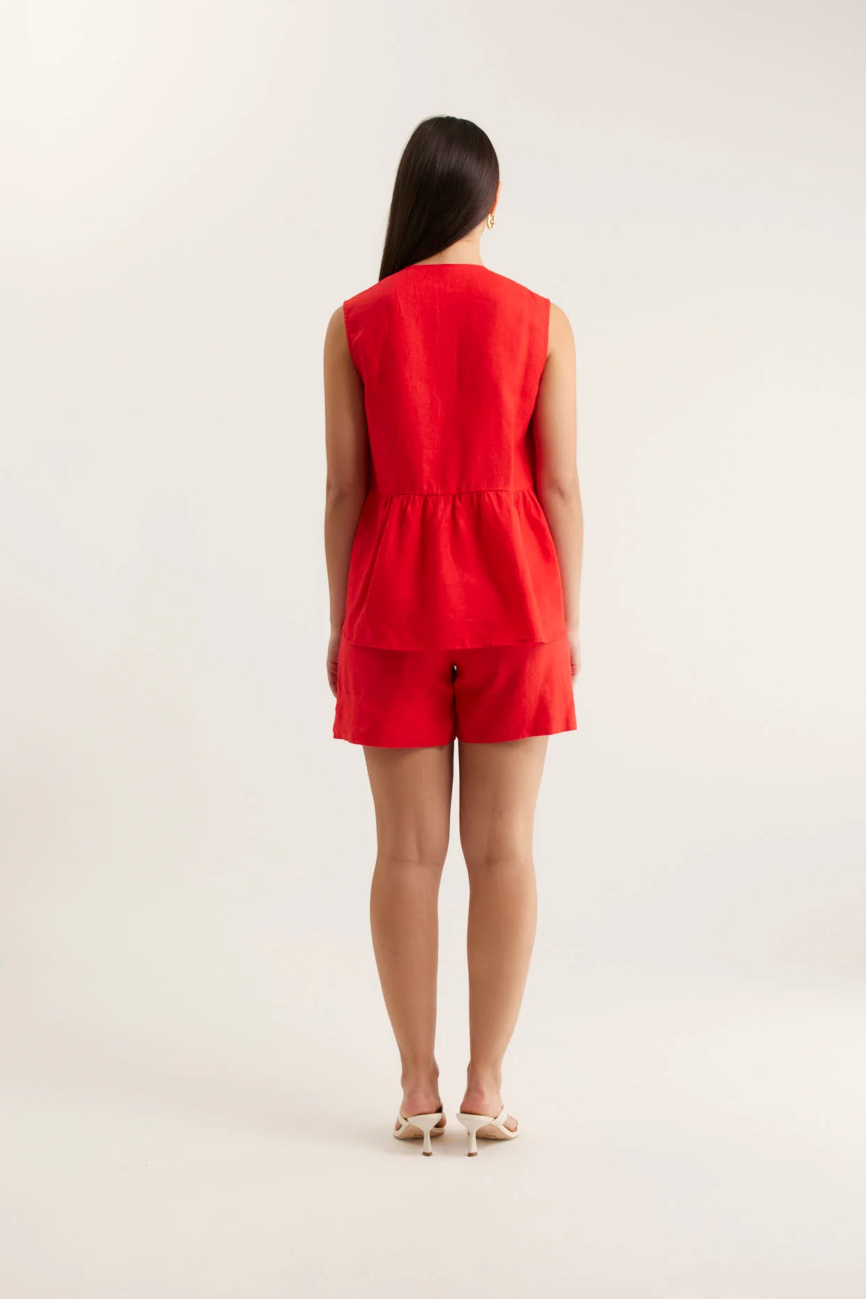Rosie Linen Top In Red - Image 4