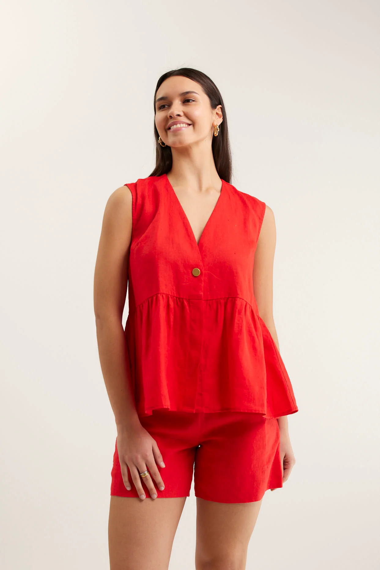 Rosie Linen Top In Red - Image 5