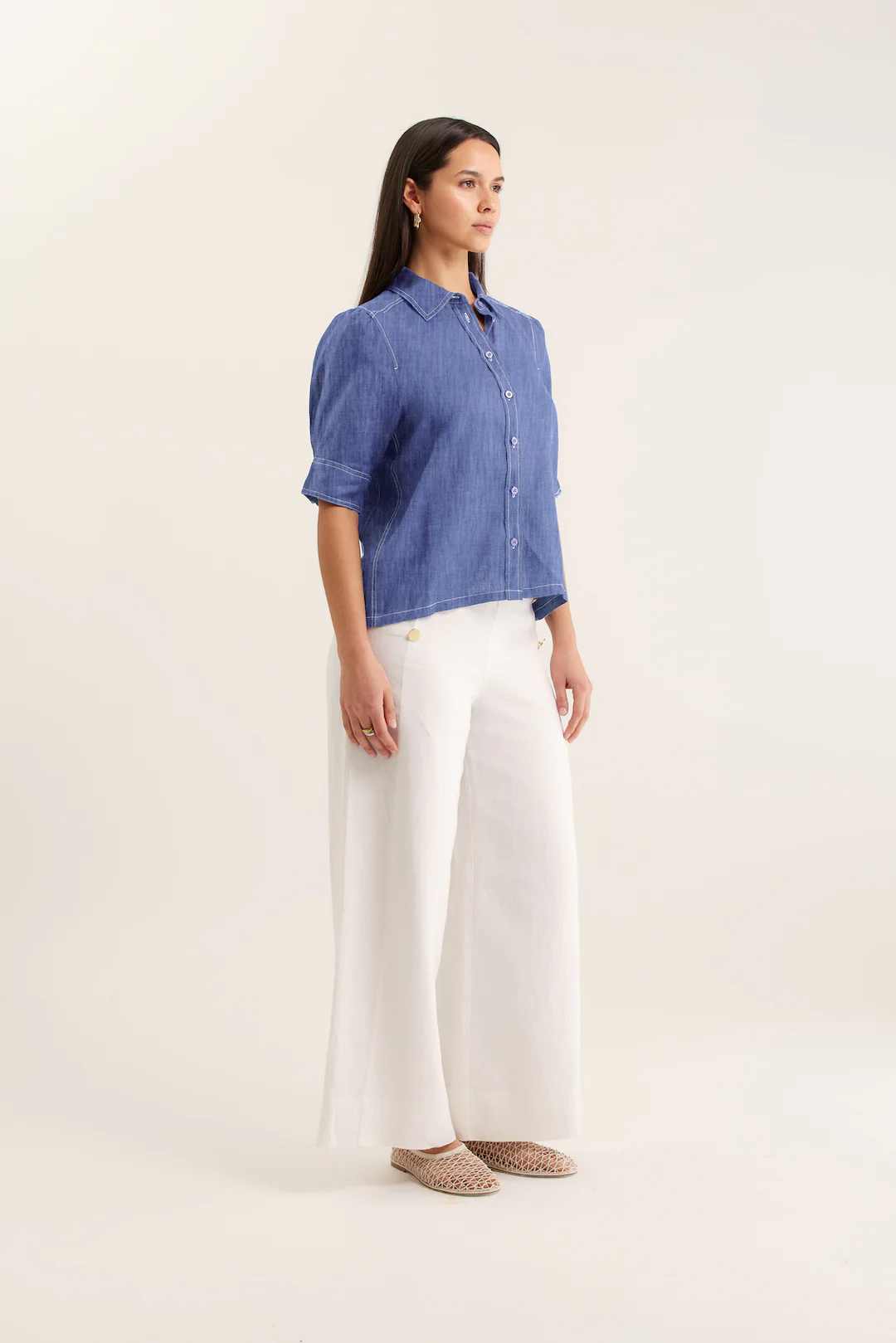 Ruby Linen Shirt In Denim - Image 3