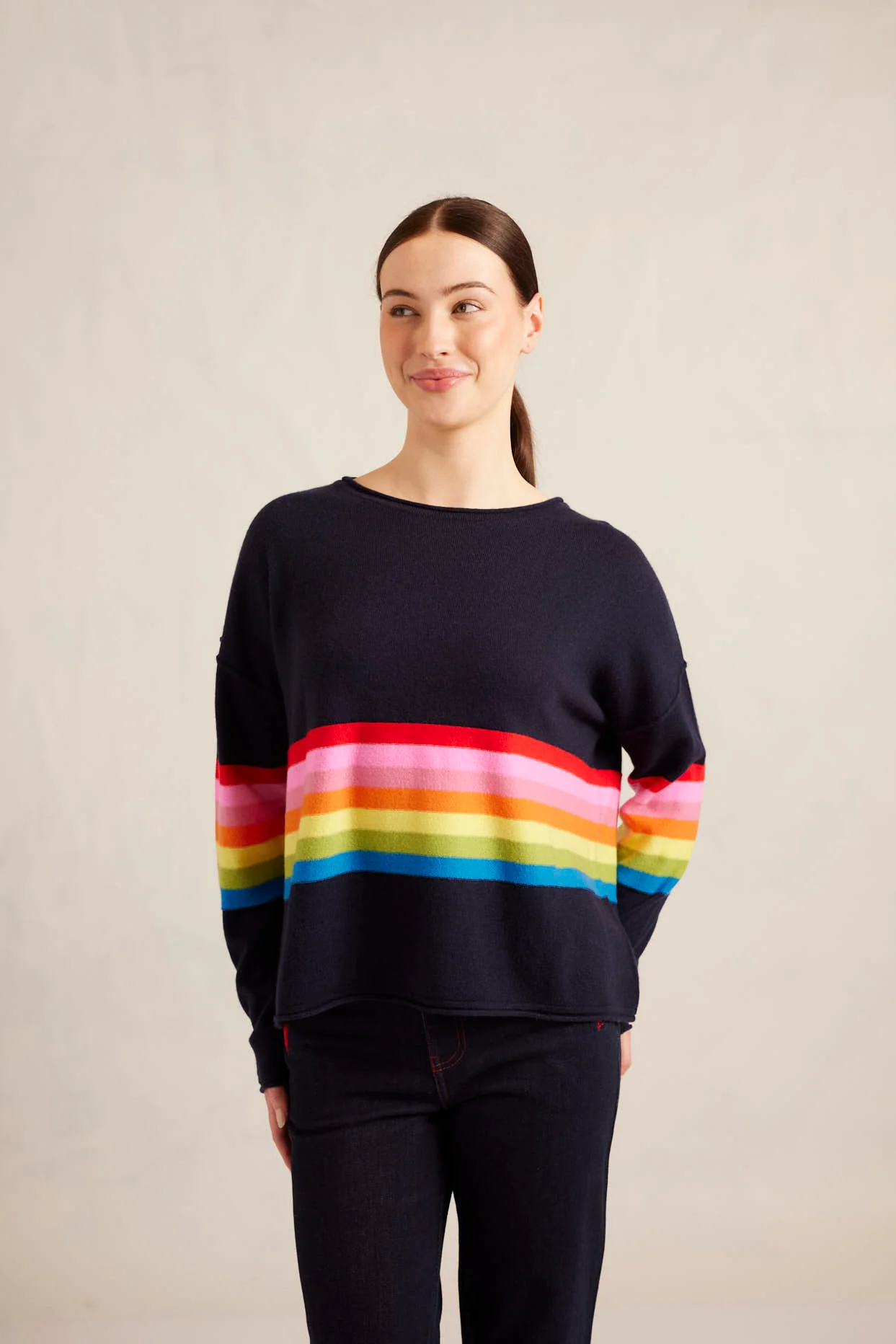 Sally Merino Cashmere Sweater in Officer Navy - Image 5