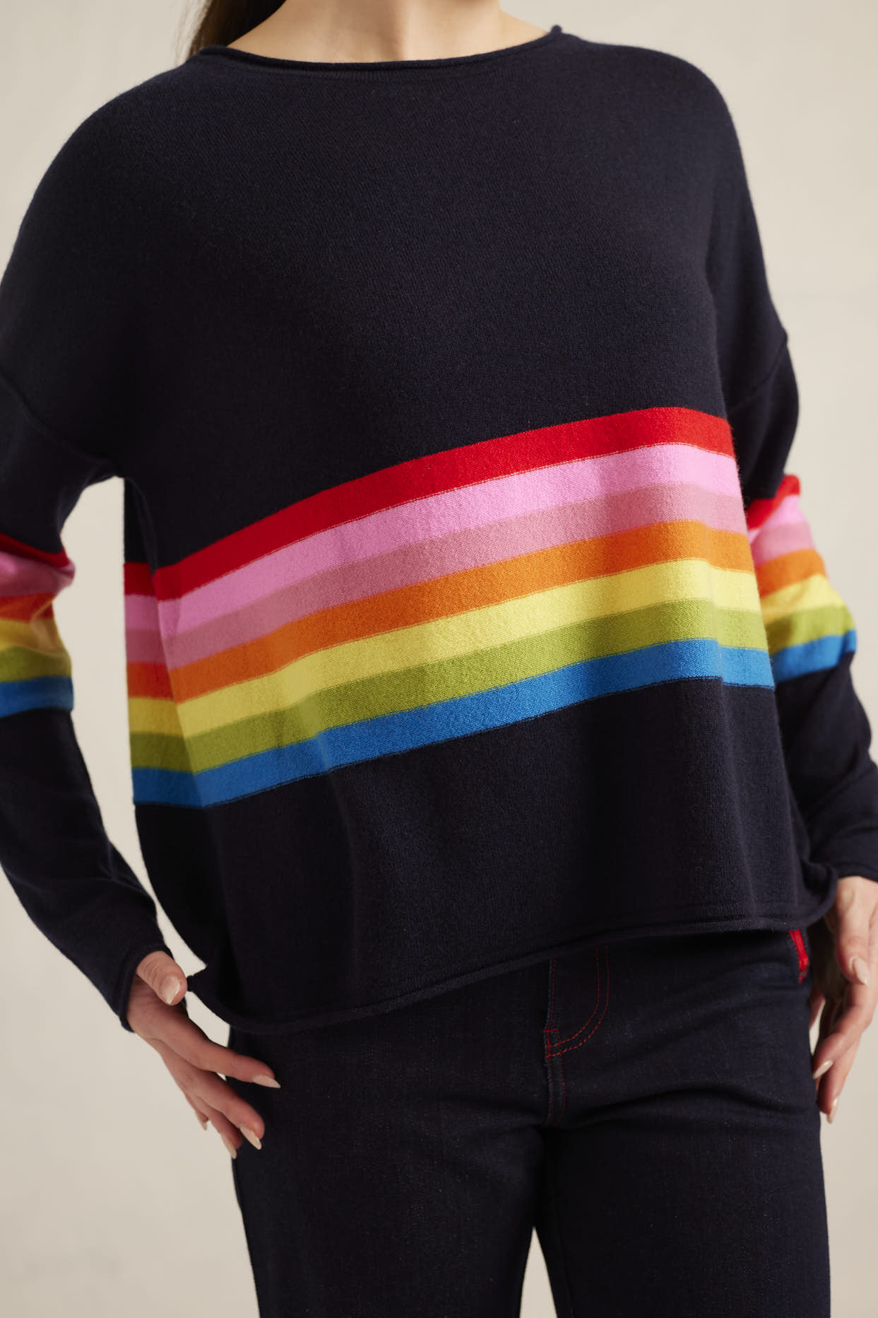 Sally Merino Cashmere Sweater in Officer Navy - Image 6