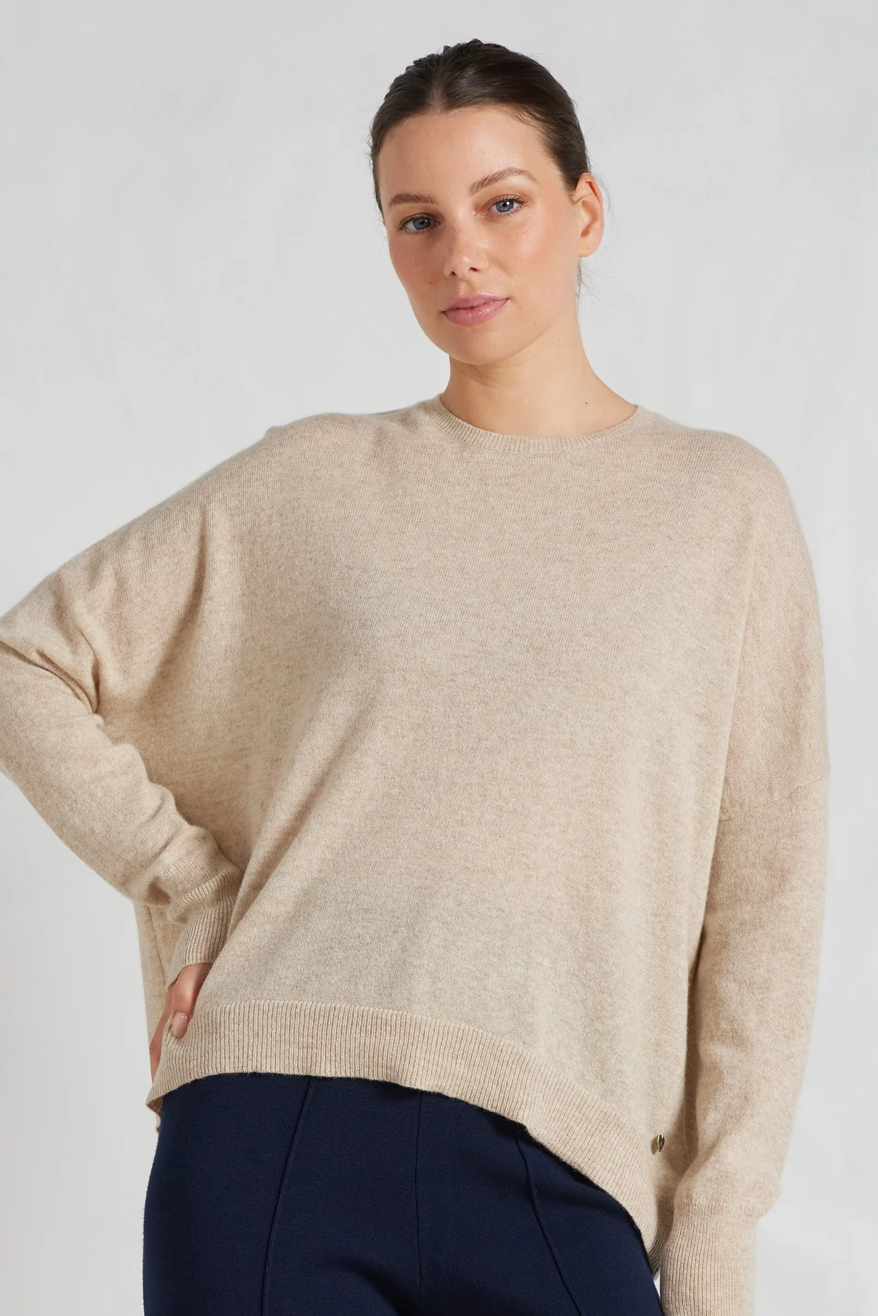 Sandy Cashmere Sweater in Oatmeal - Image 2