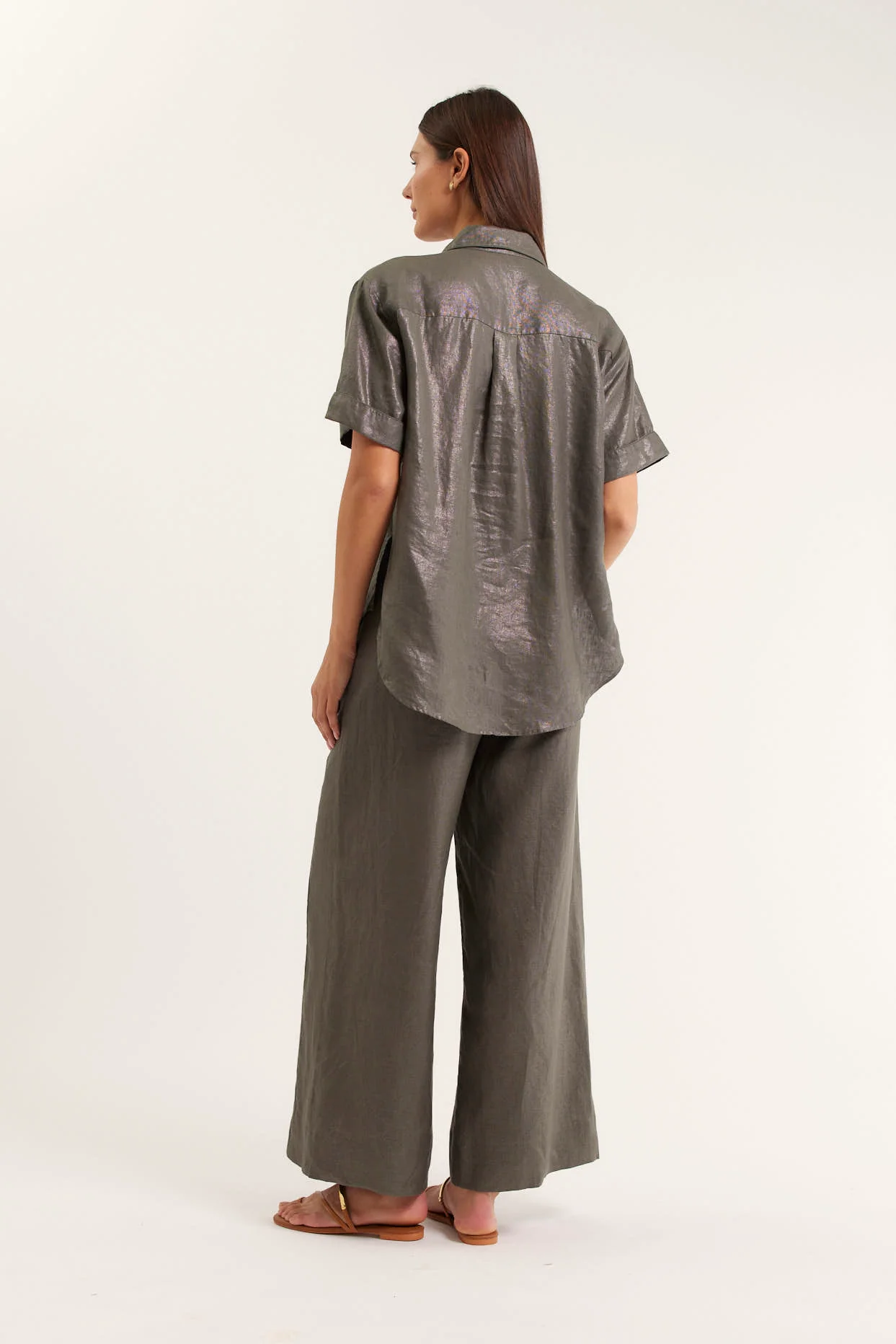 Sasha Lurex Shirt In Khaki - Image 3