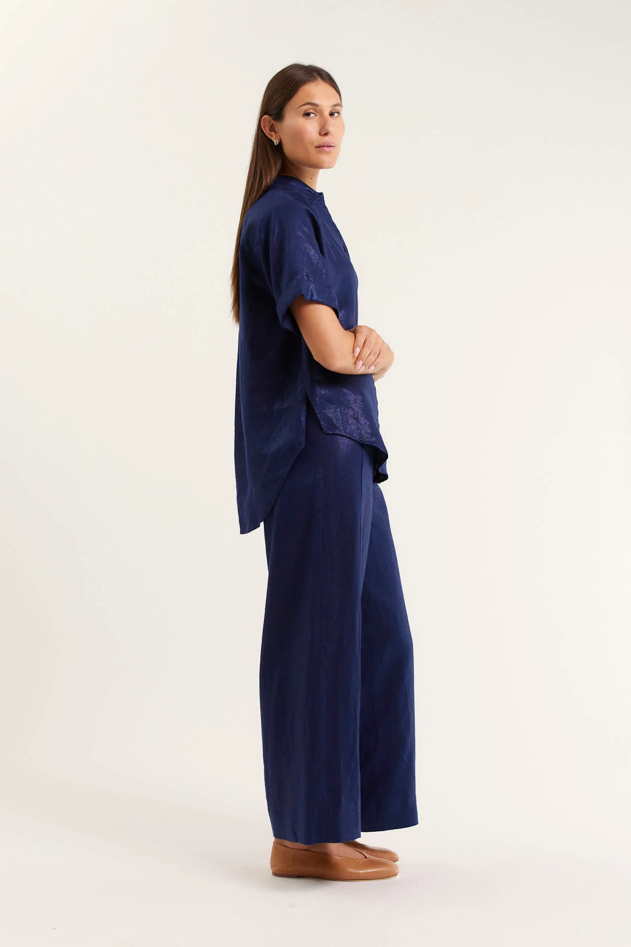 Sasha Lurex Shirt In Navy - Image 2