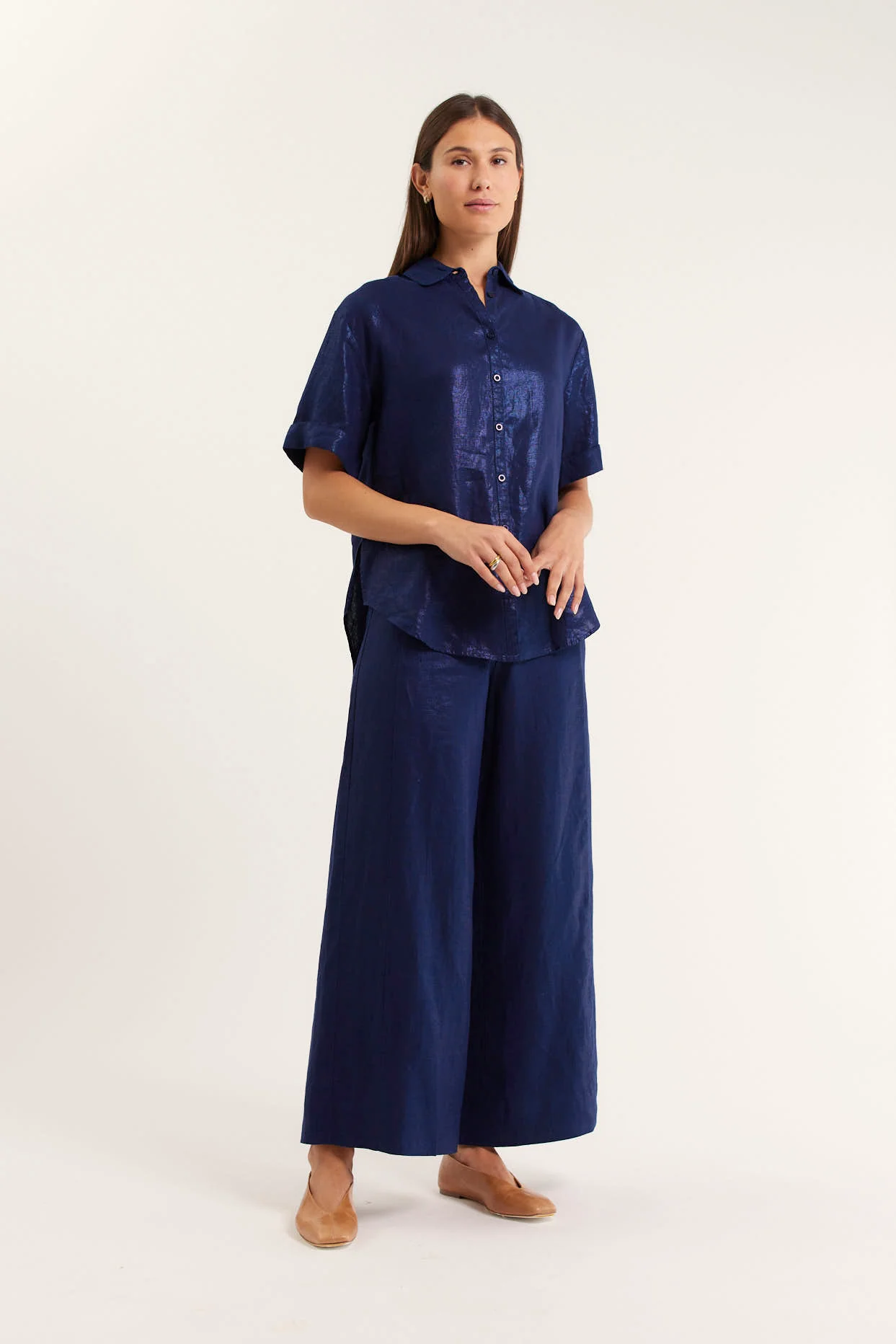 Sasha Lurex Shirt In Navy - Image 4