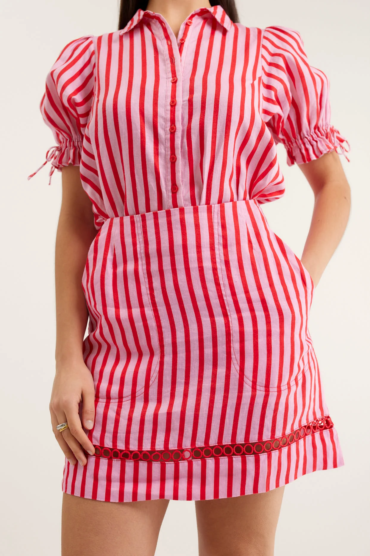 Saskia Breton Skirt  In Pink/Red - Image 4