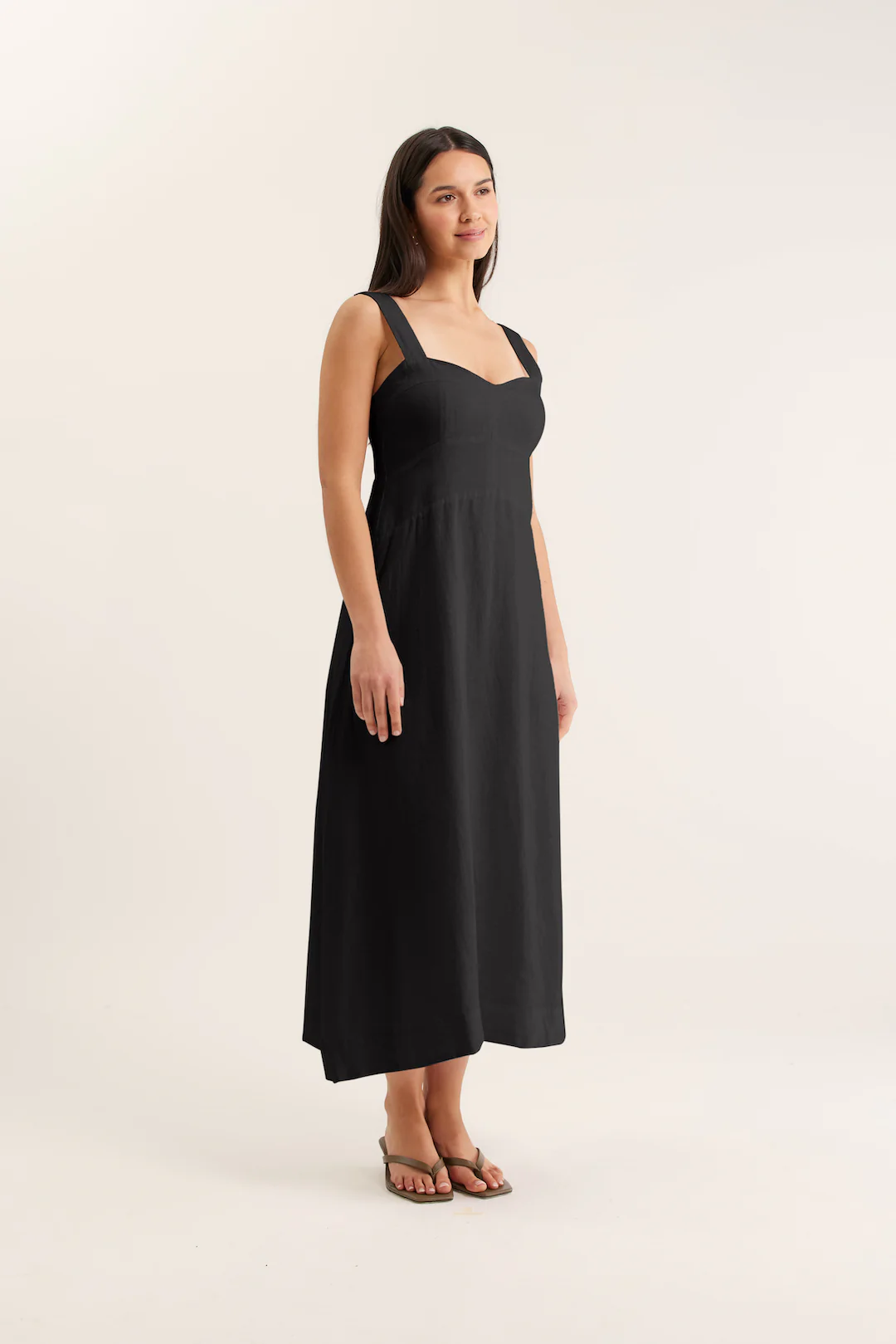 Simmie Linen Dress In Black - Image 2