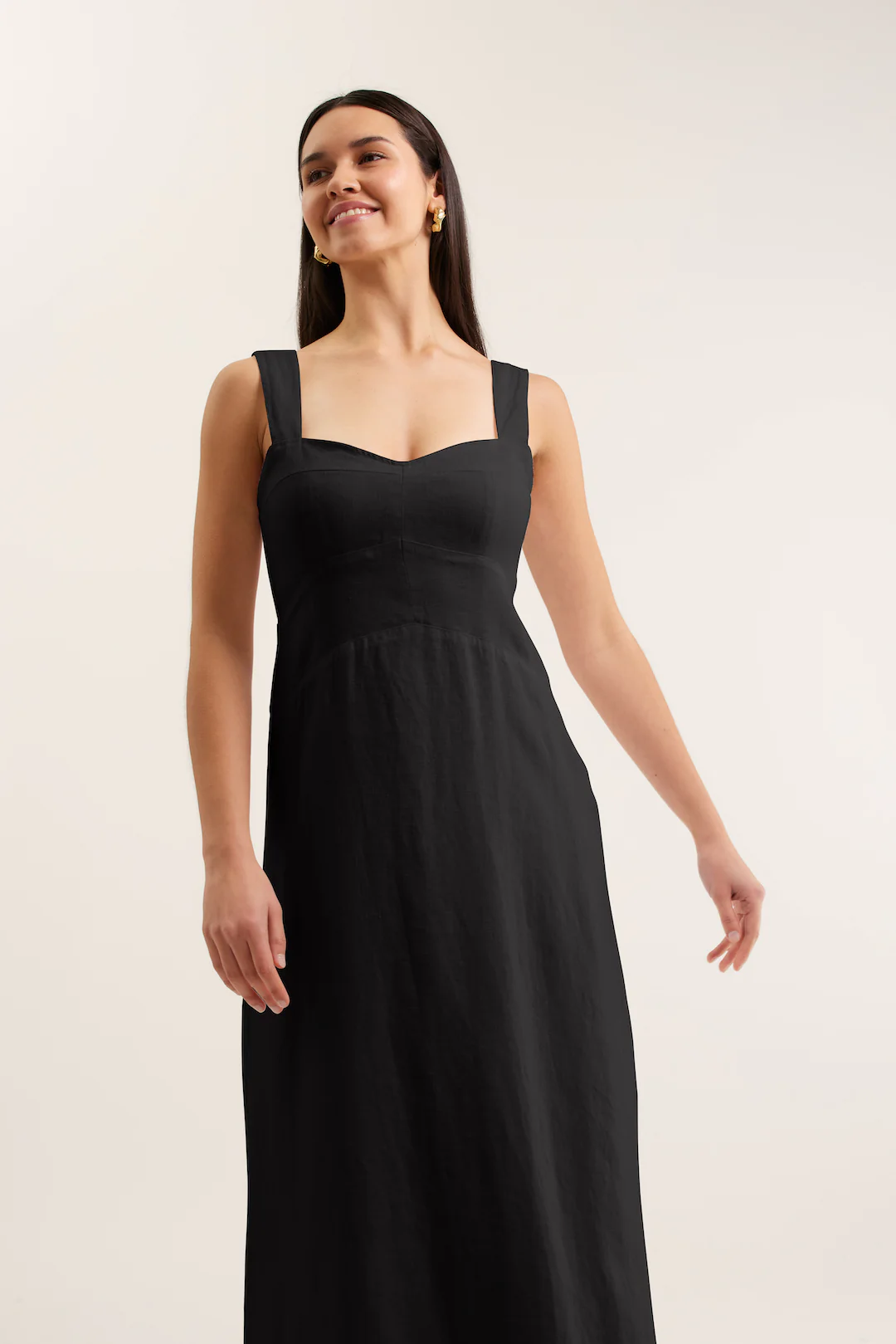 Simmie Linen Dress In Black - Image 4