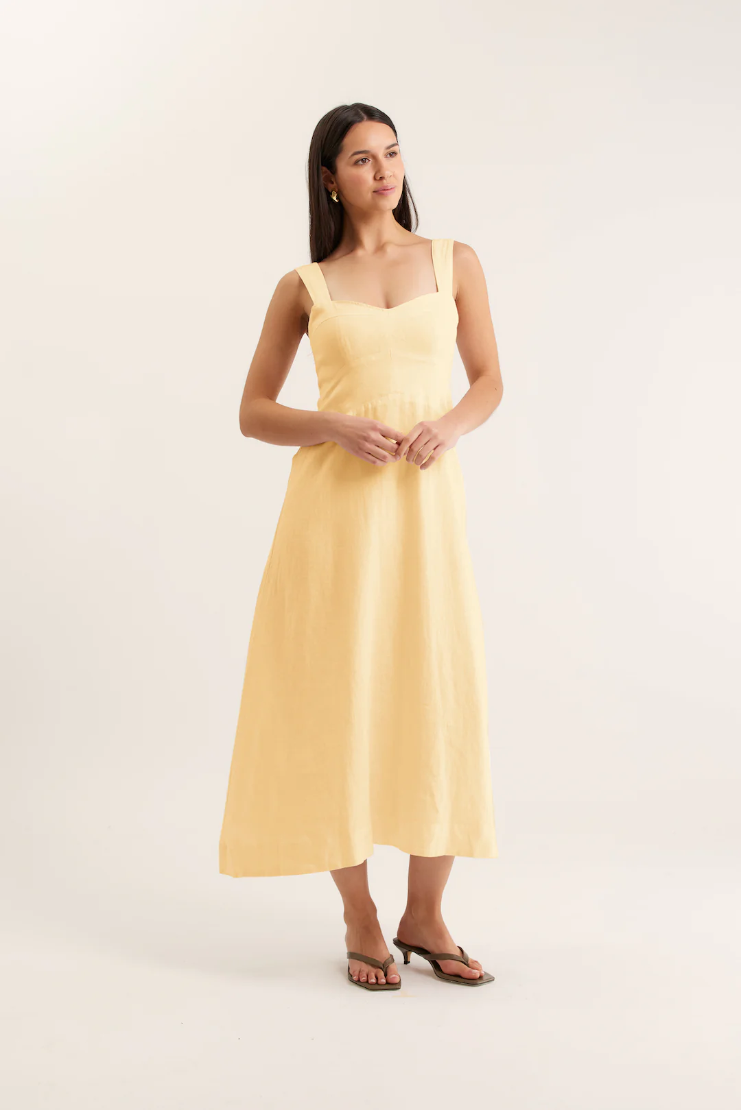 Simmie Linen Dress In Lemon - Image 3