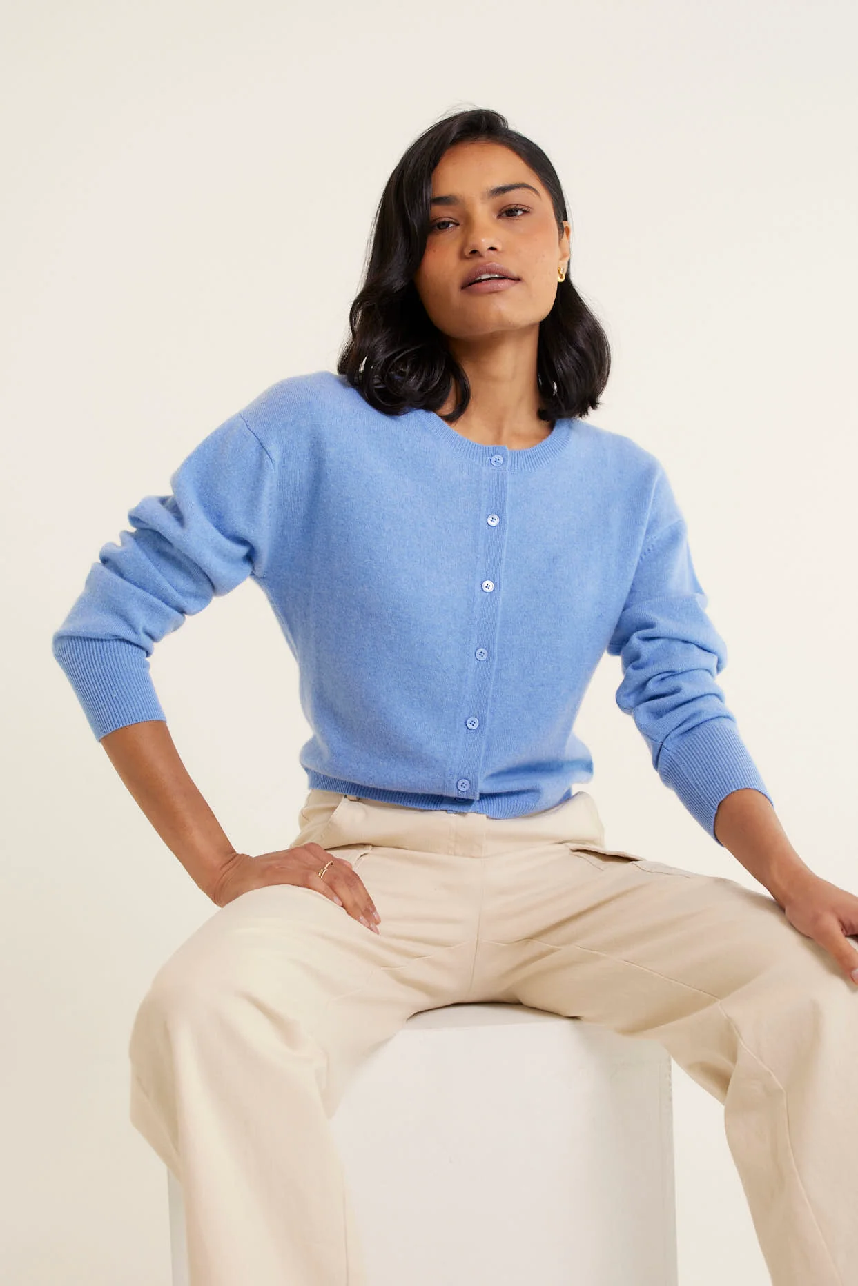 Sophia Cashmere Cardi In Azure - Image 3