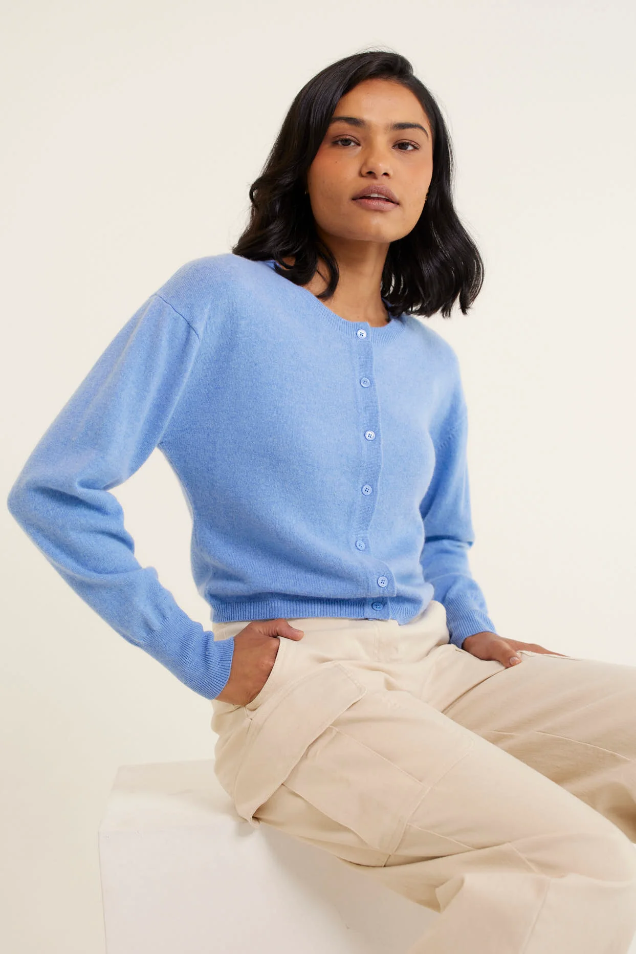 Sophia Cashmere Cardi In Azure - Image 4