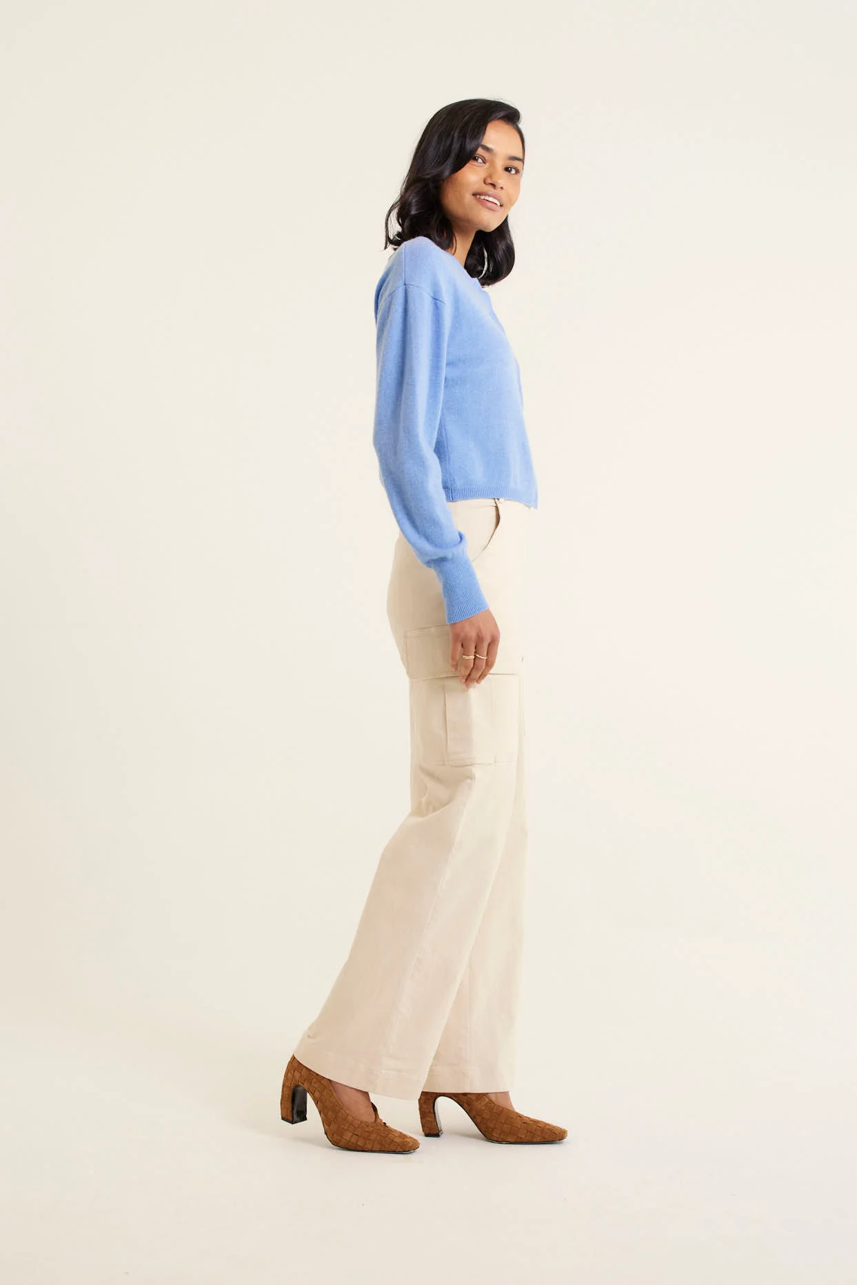 Sophia Cashmere Cardi In Azure - Image 6