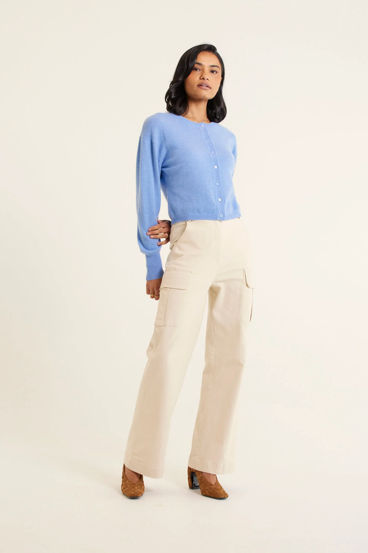 Sophia Cashmere Cardi In Azure - Image 7
