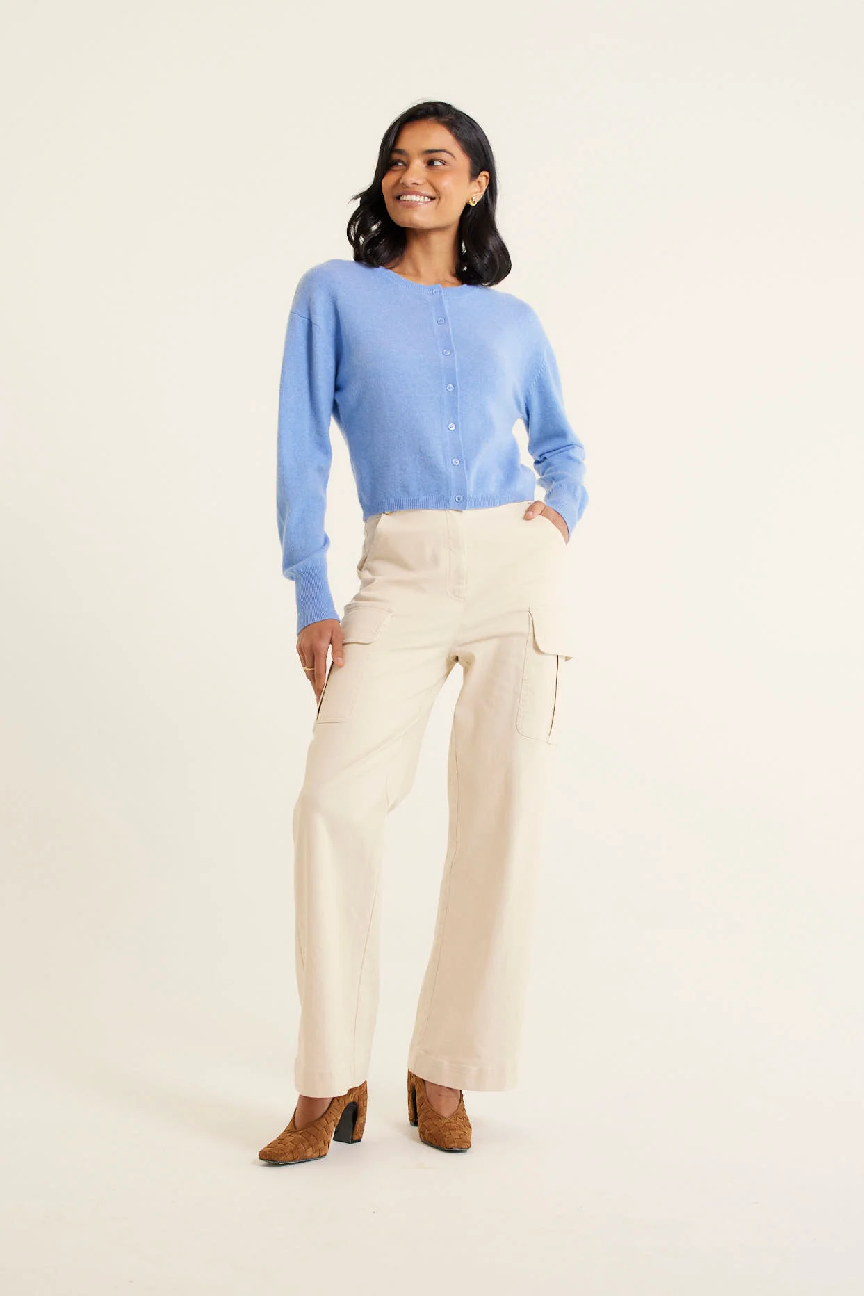 Sophia Cashmere Cardi In Azure - Image 8