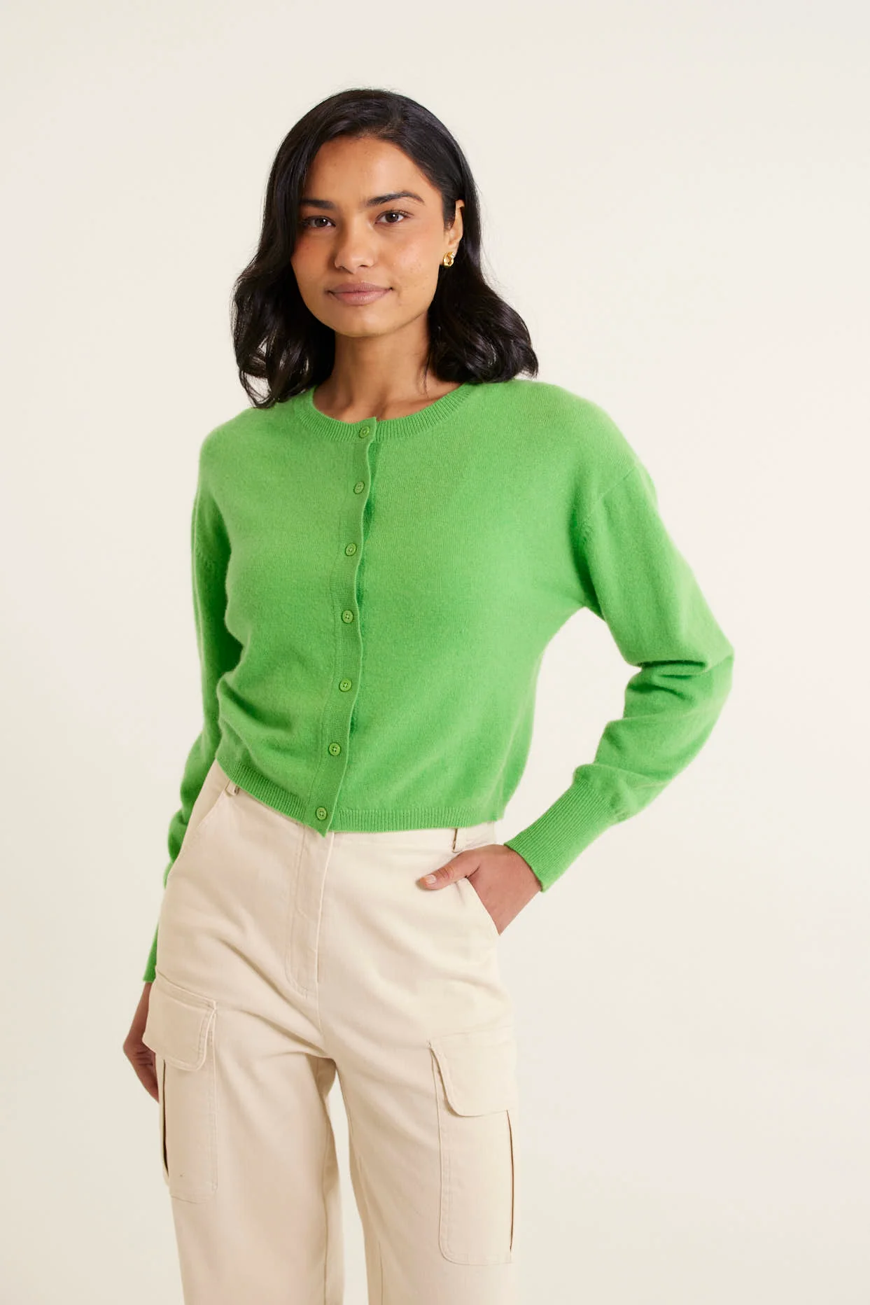 Sophia Cashmere Cardi In Burgeen - Image 4