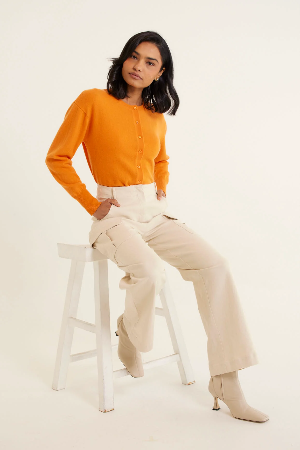 Sophia Cashmere Cardi In Marigold - Image 2