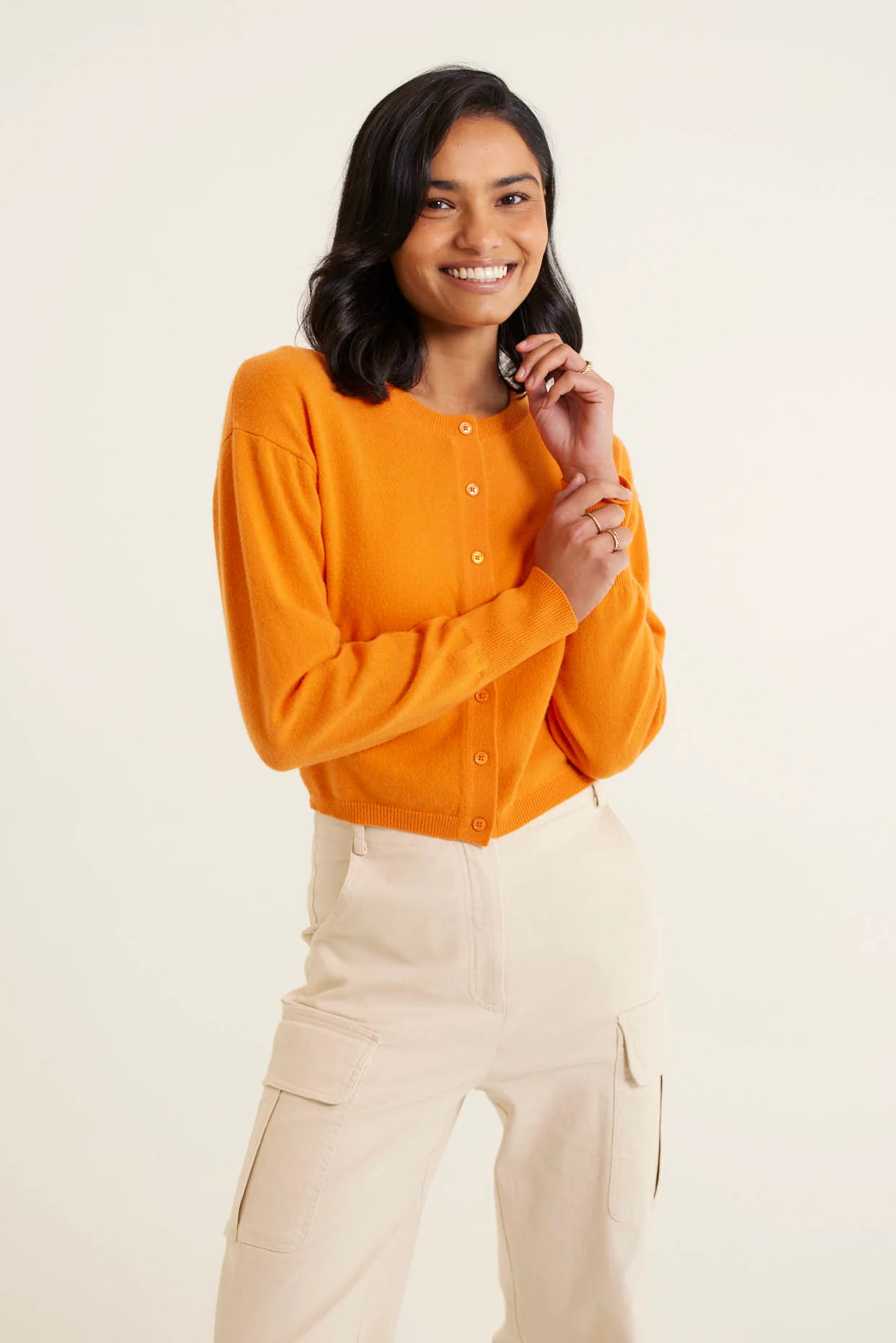 Sophia Cashmere Cardi In Marigold - Image 3