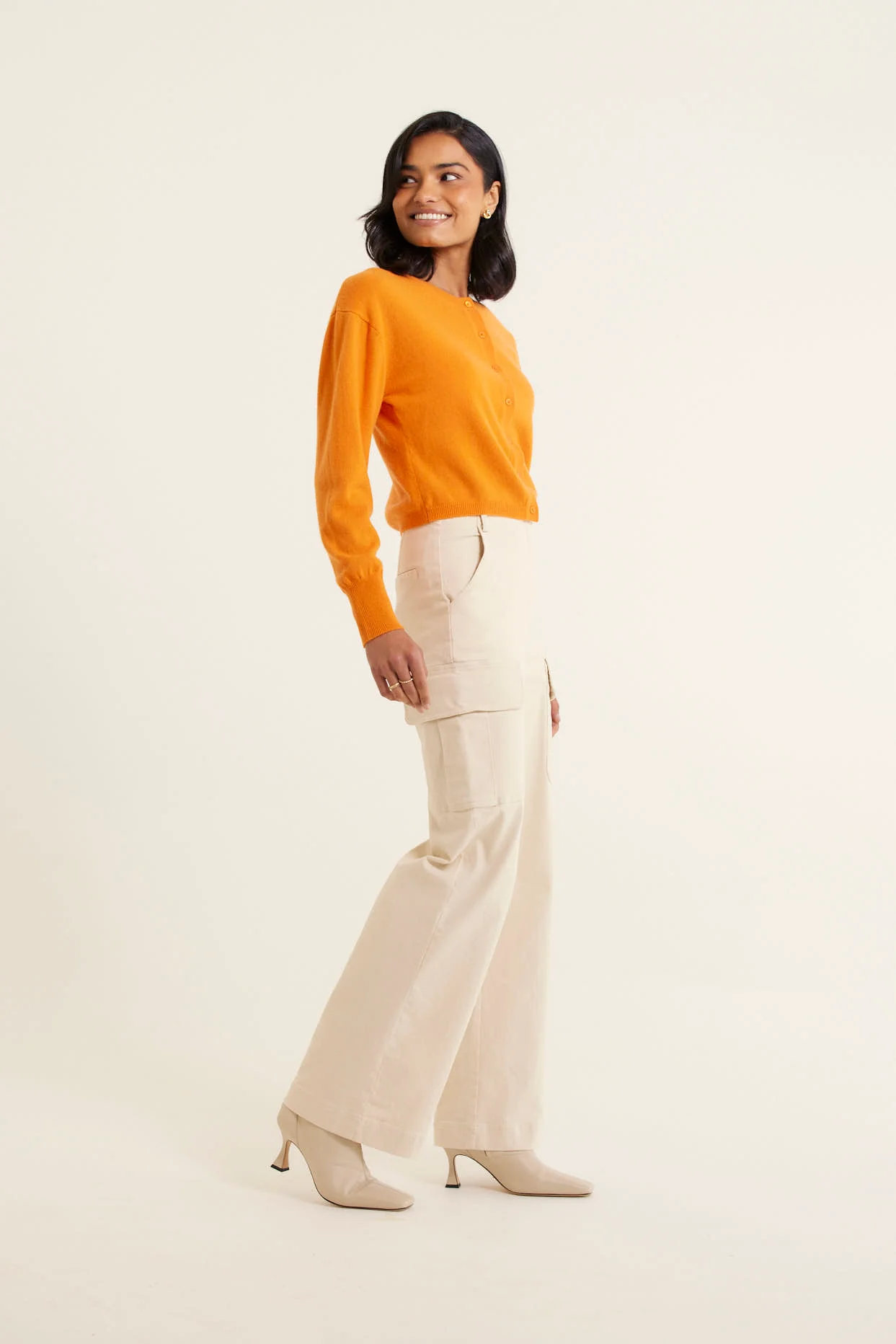 Sophia Cashmere Cardi In Marigold - Image 5