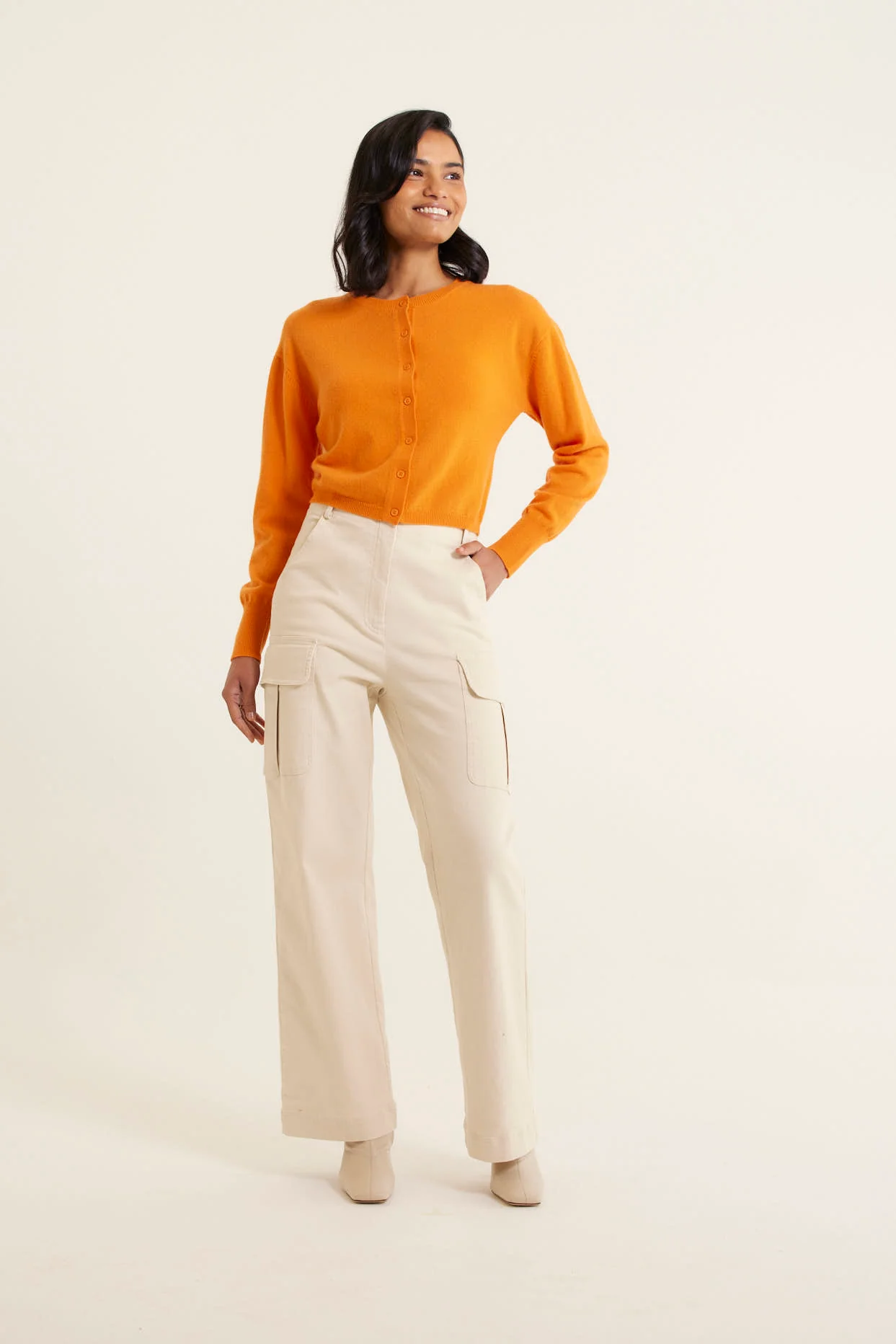 Sophia Cashmere Cardi In Marigold - Image 6