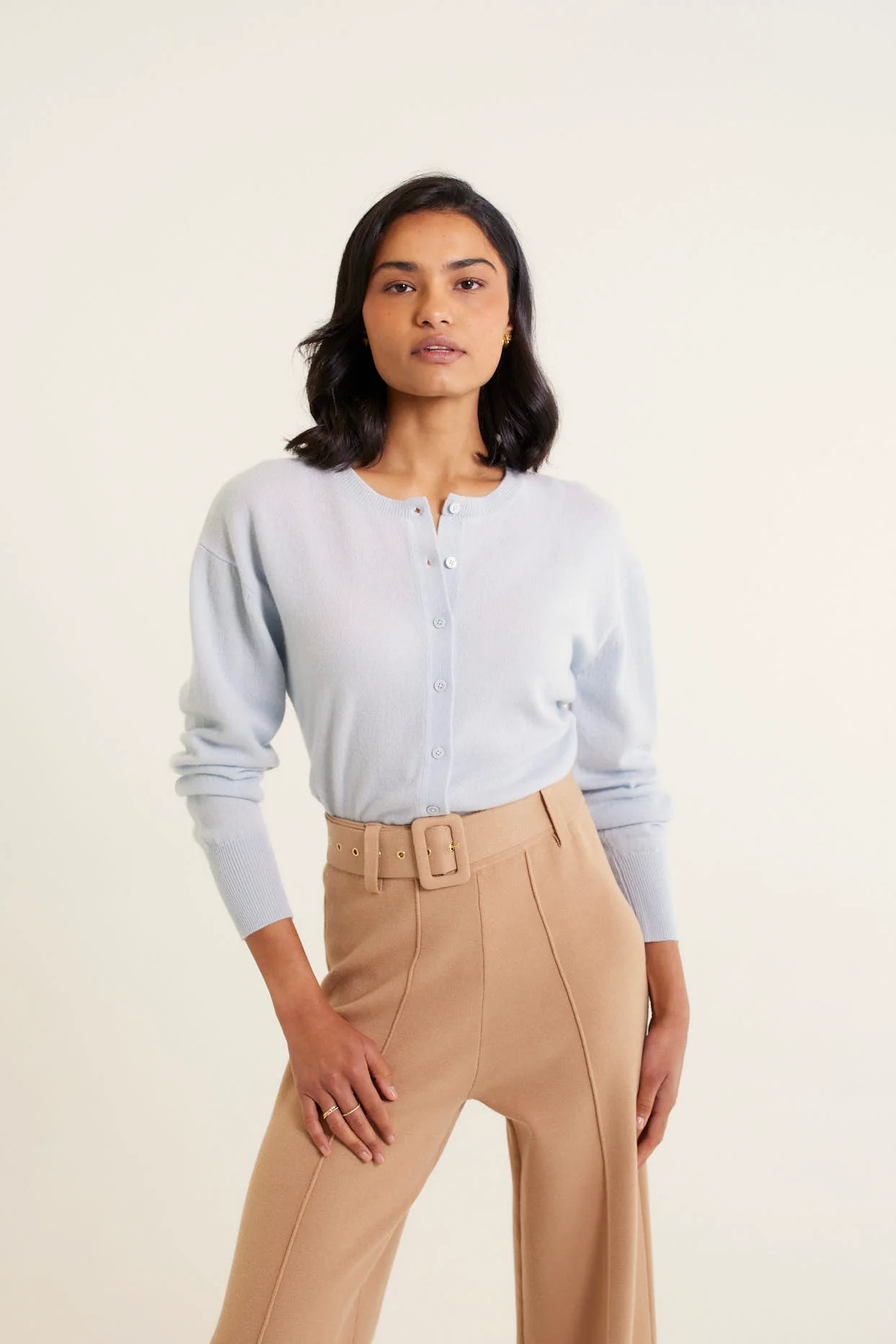 Sophia Cashmere Cardi In Pale Blue - Image 4