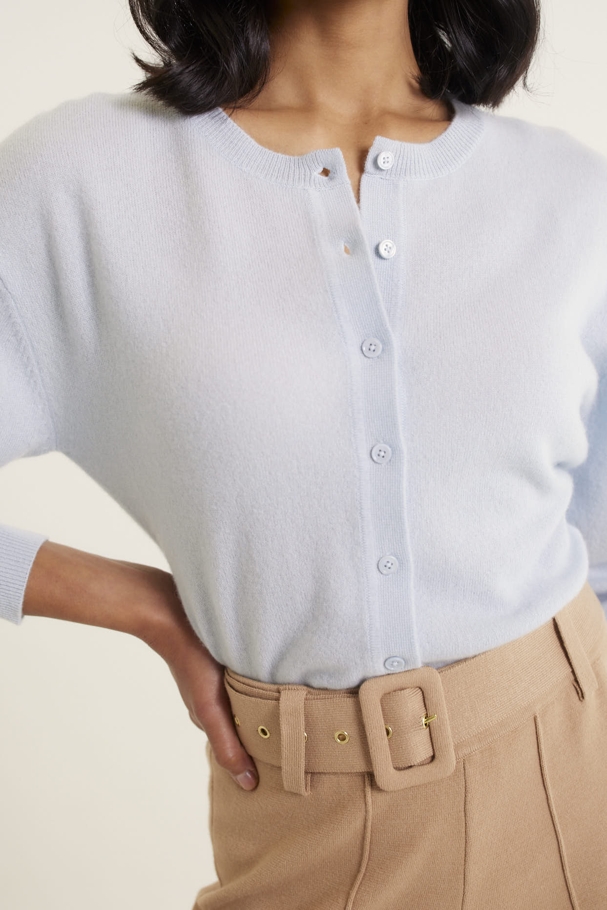 Sophia Cashmere Cardi In Pale Blue - Image 6