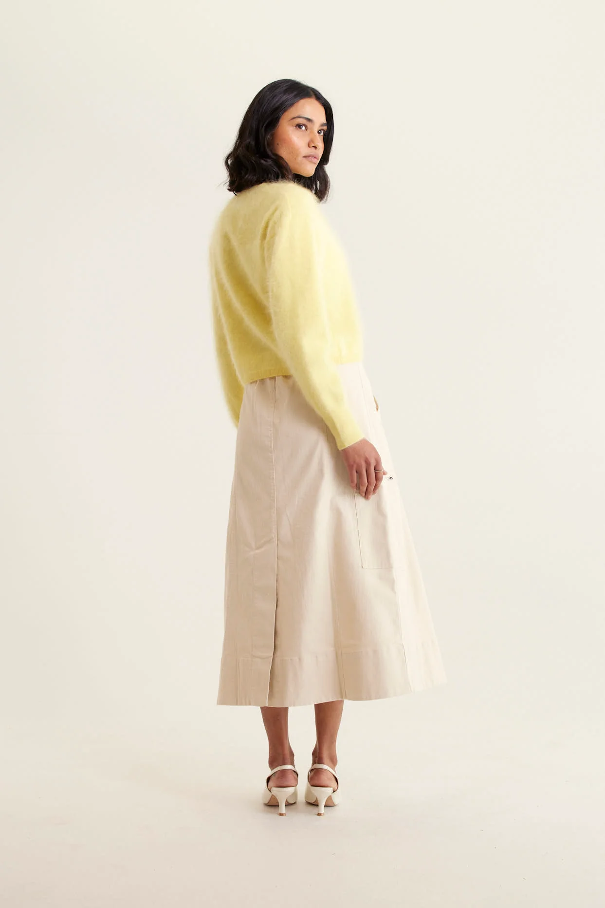 Sydney Brushed Cashmere Cardi In Lemon - Image 4