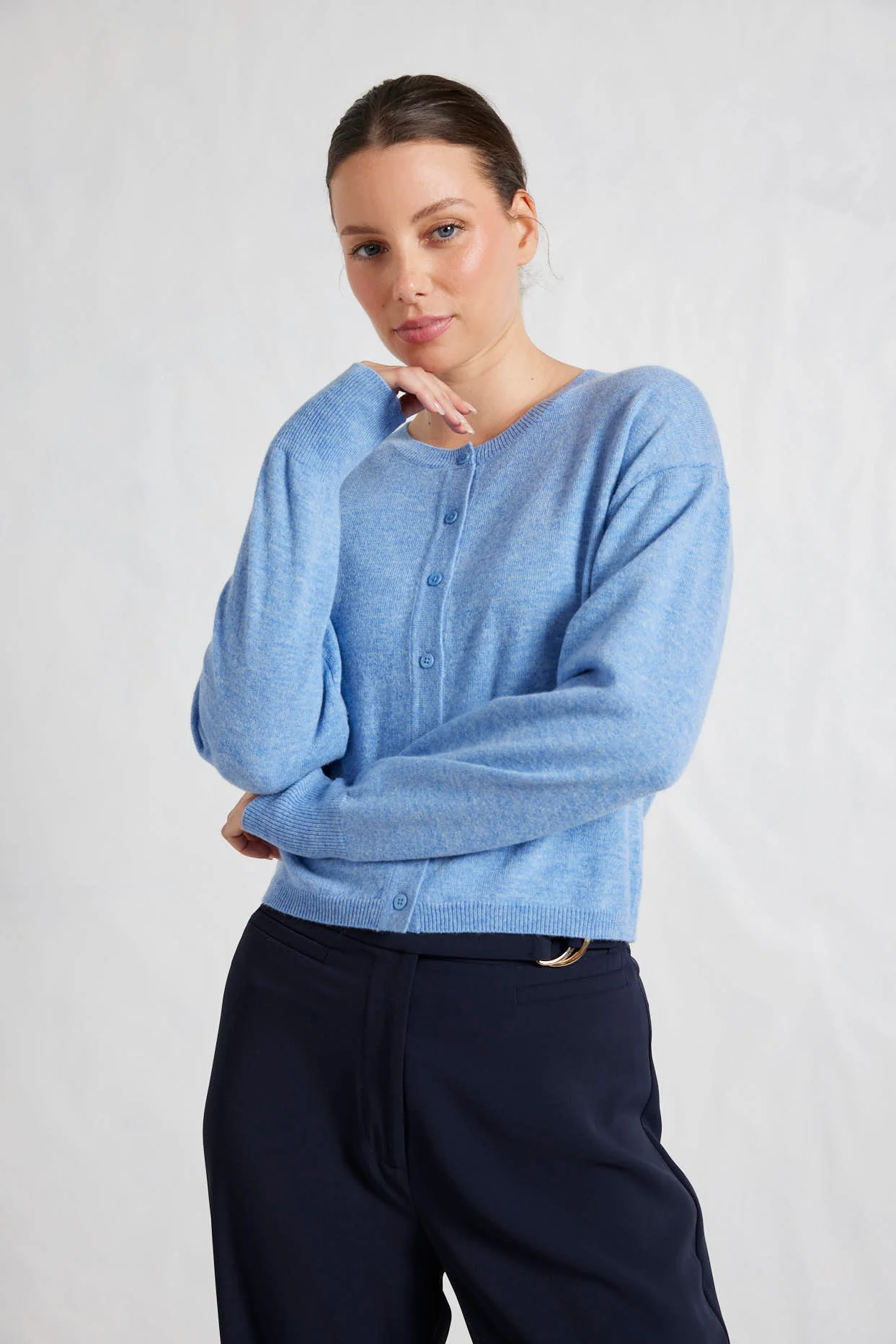 Sydney Cardi in Dusty Denim - Image 2
