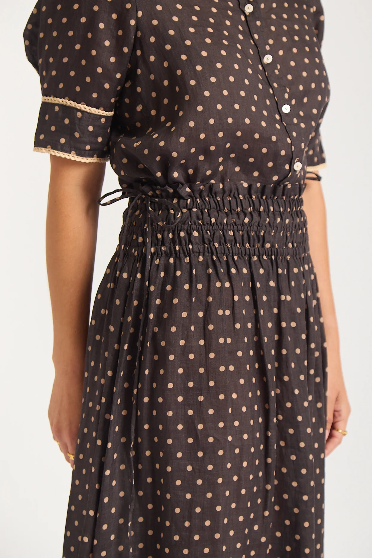Sylvie Ramie Skirt In Choc/Beige Spot - Image 4