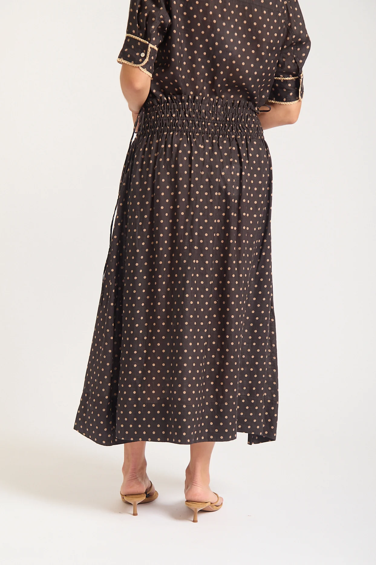 Sylvie Ramie Skirt In Choc/Beige Spot - Image 5