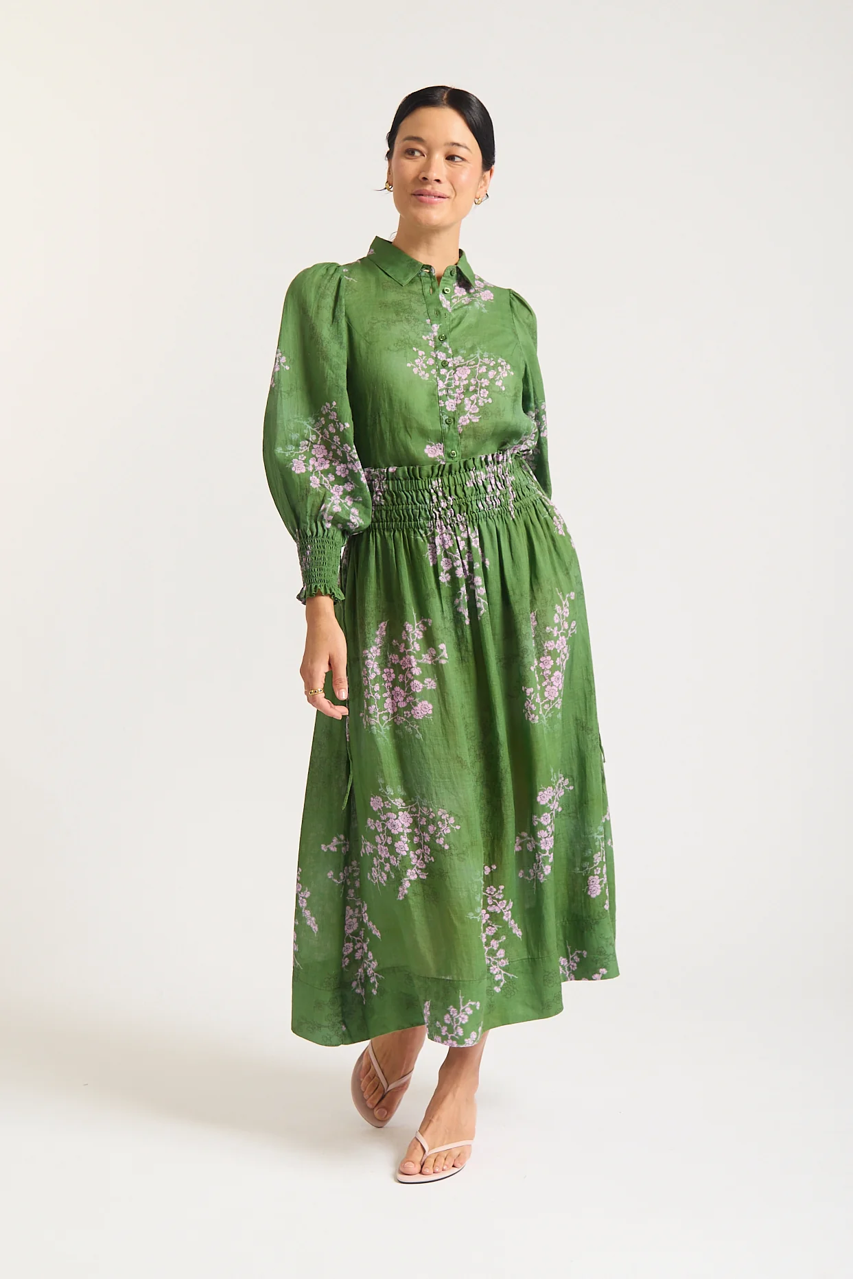 Sylvie Ramie Skirt  In Maple Print - Image 3