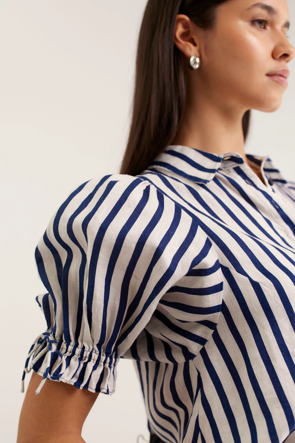 Tessa Breton Shirt  In Navy/White - Image 3