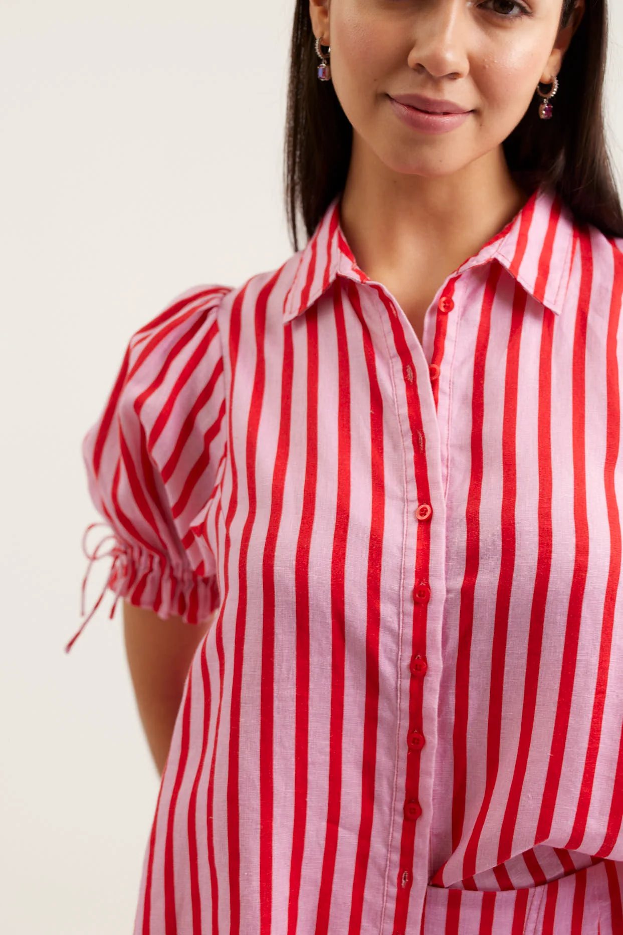 Tessa Breton Shirt  In Pink/Red - Image 3