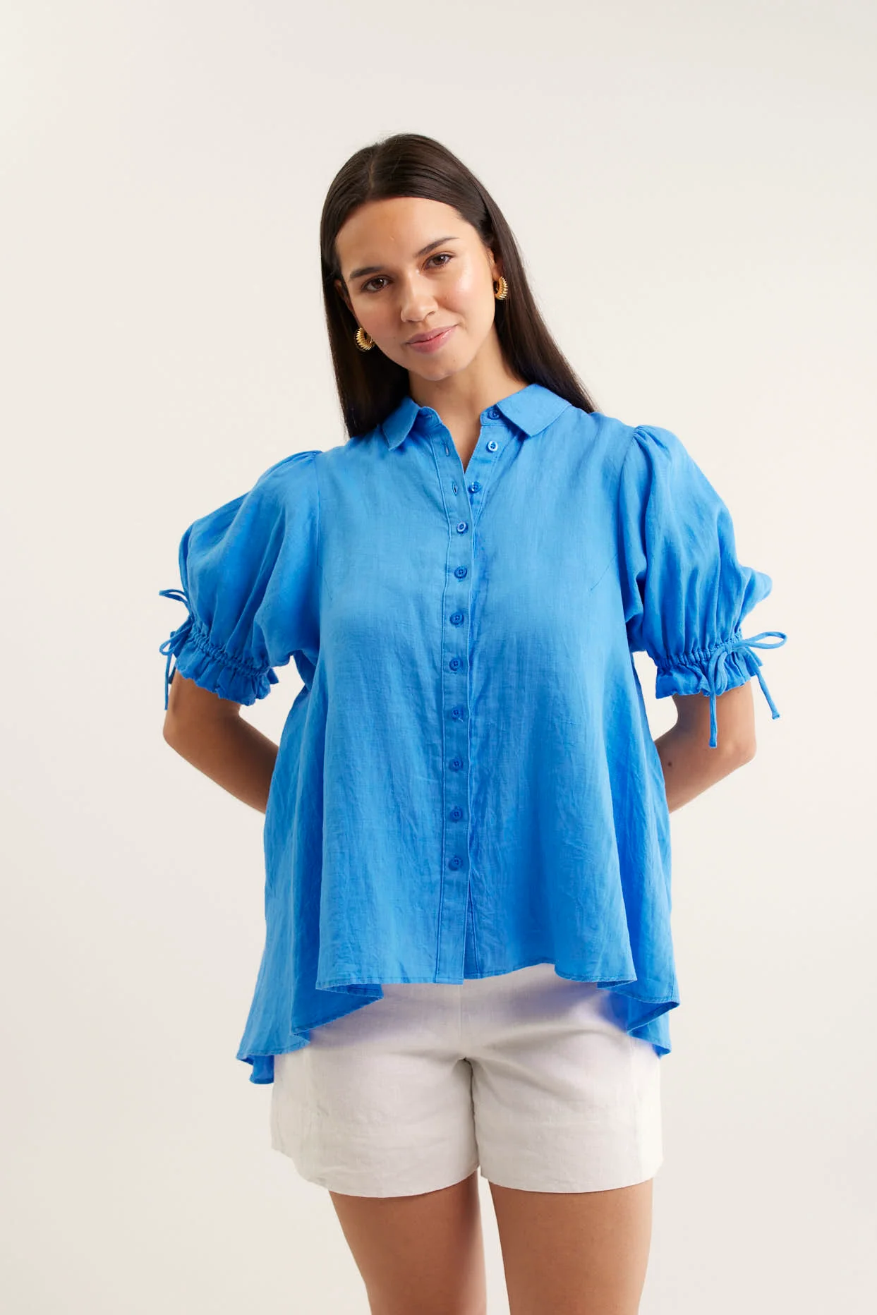 Tessa Linen Shirt In Cornflower - Image 3