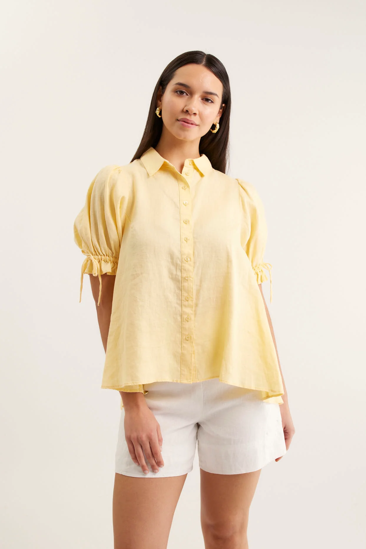 Tessa Linen Shirt In Lemon - Image 4