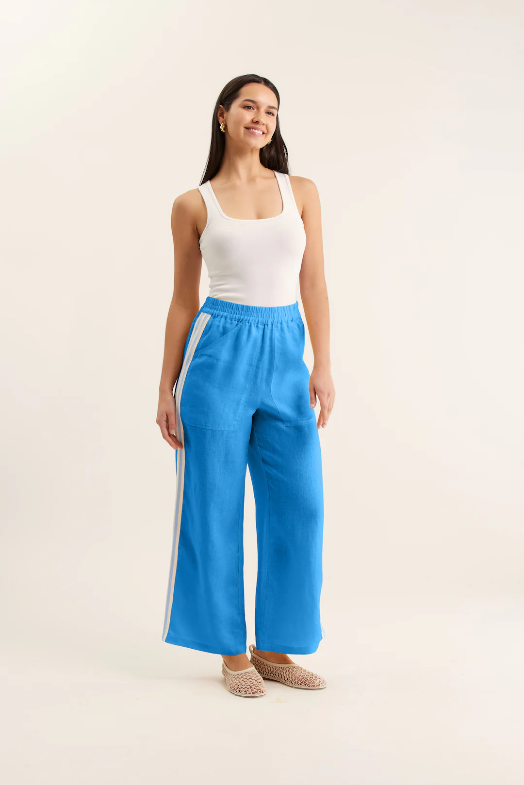 Tilly Linen Pant  In Cornflower - Image 3