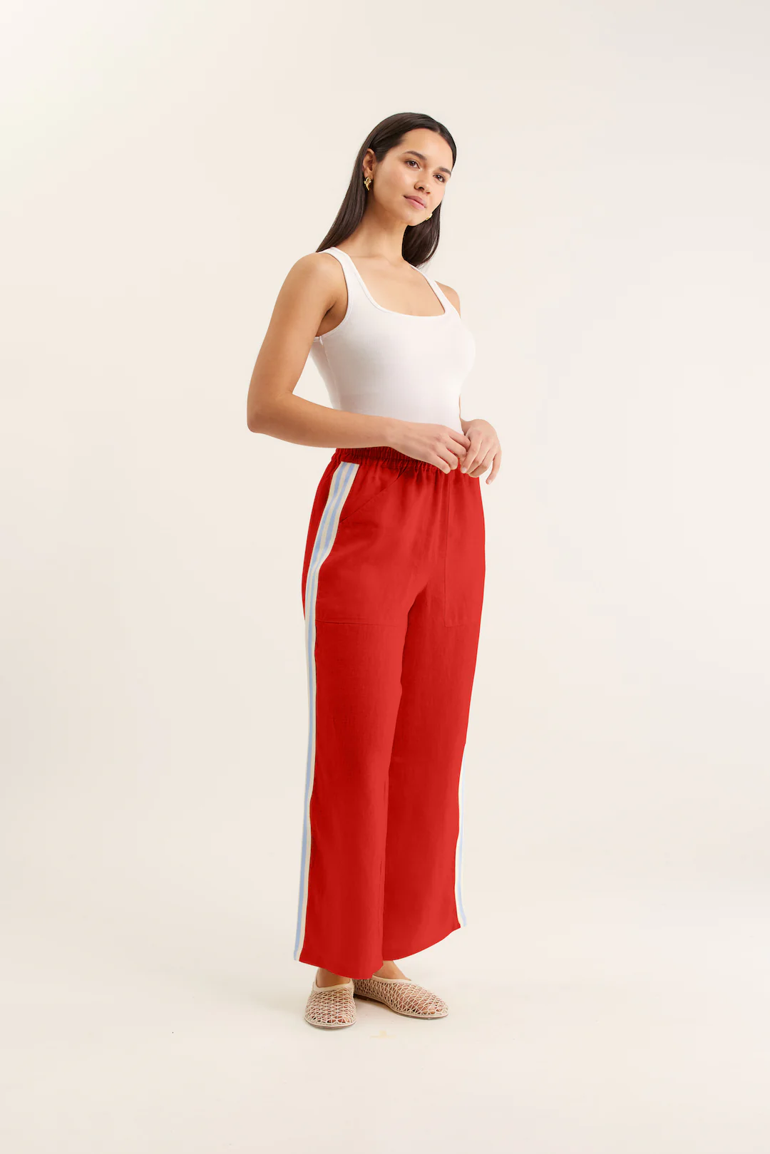Tilly Linen Pant  In Red - Image 2