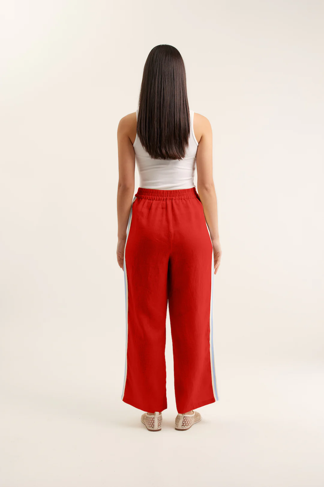 Tilly Linen Pant  In Red - Image 3