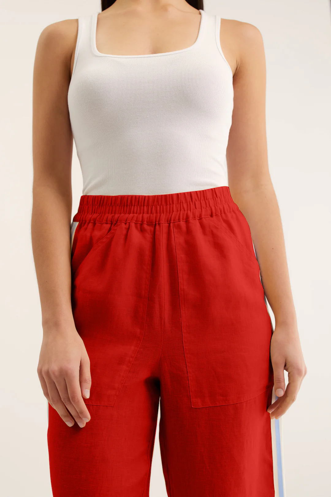 Tilly Linen Pant  In Red - Image 4