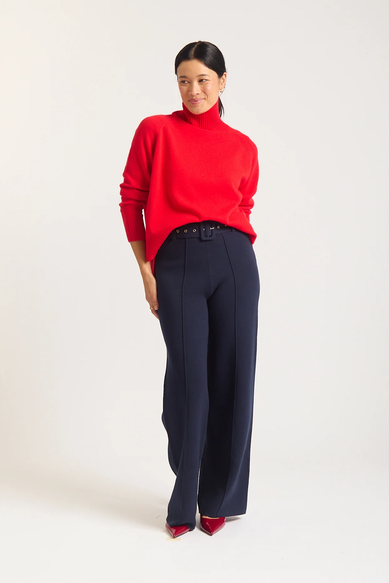 Toastie Merino Cashmere Polo In Fire Engine - Image 2