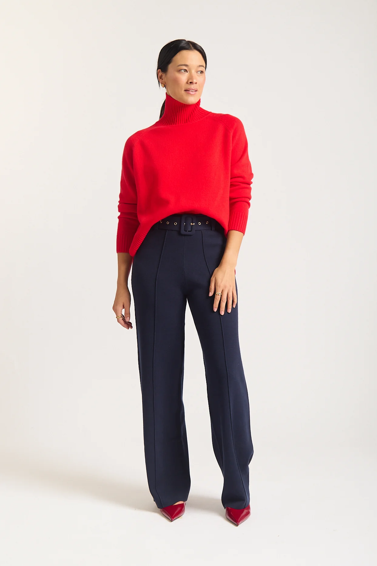 Toastie Merino Cashmere Polo In Fire Engine - Image 3