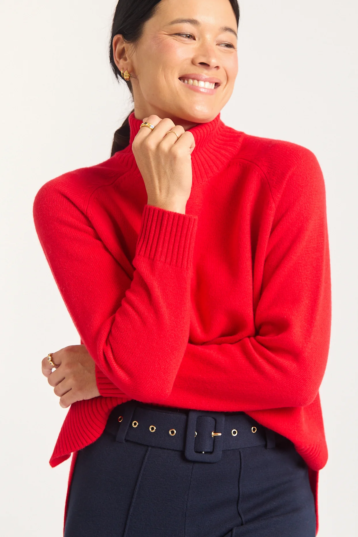 Toastie Merino Cashmere Polo In Fire Engine - Image 4