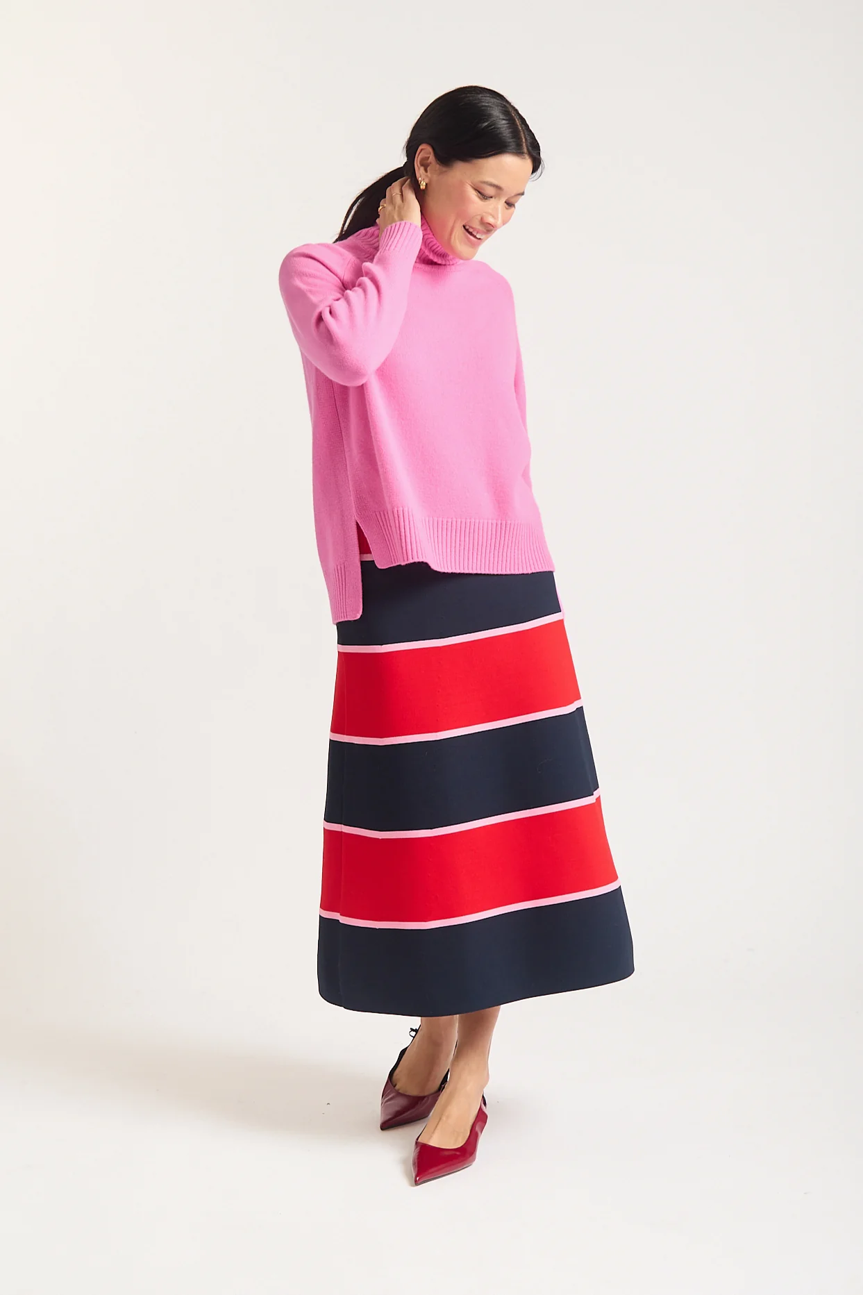 Toastie Merino Cashmere Polo In Lipstick - Image 3