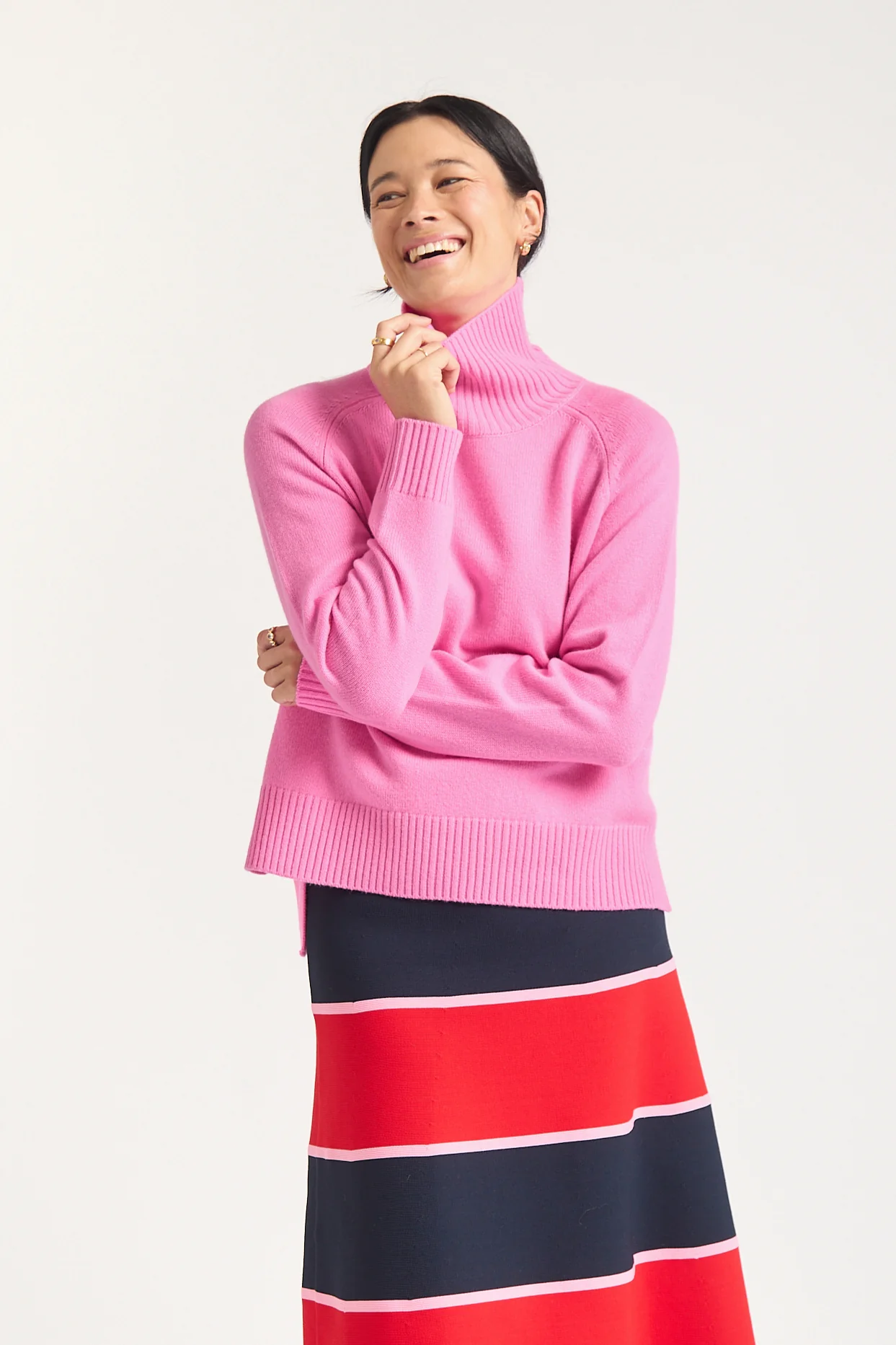 Toastie Merino Cashmere Polo In Lipstick - Image 5